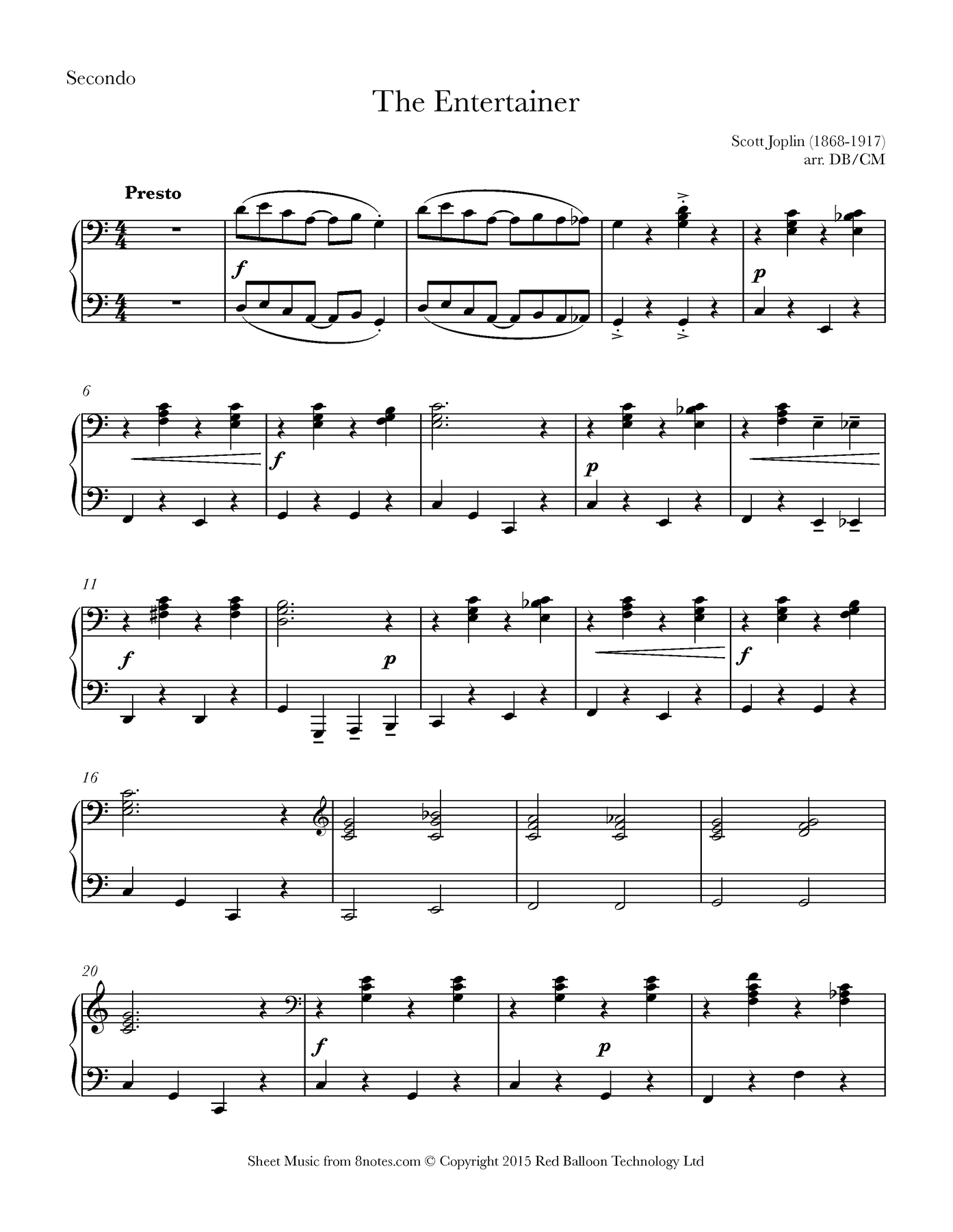The Entertainer Free Printable Piano Sheet Music - free ...