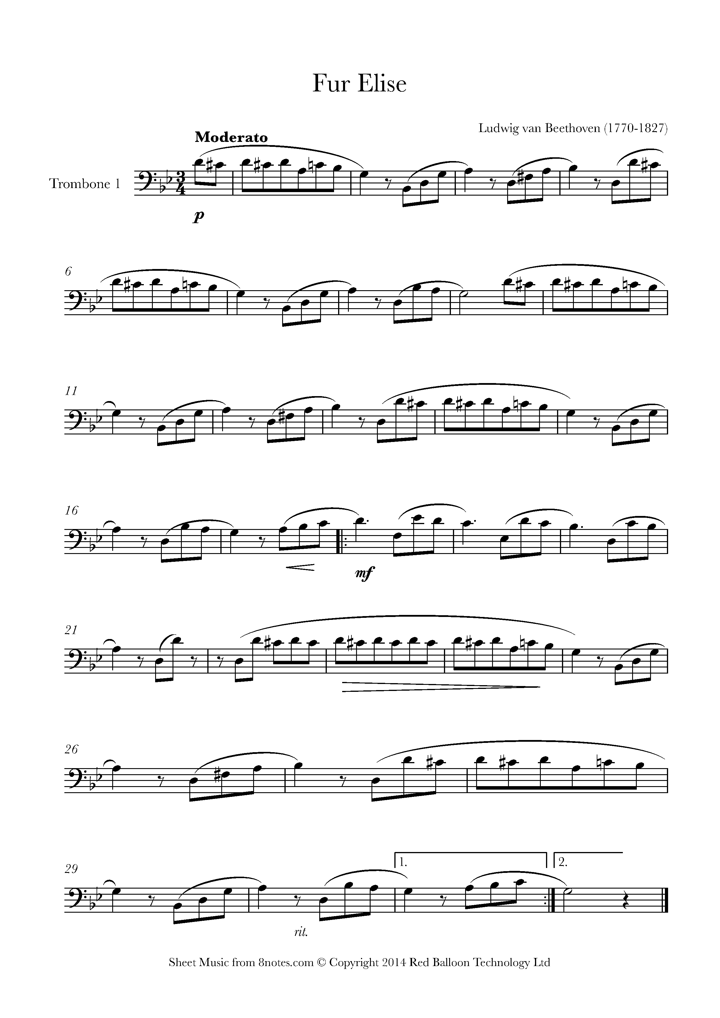 worksheet Beethoven Worksheet free piano sheet music for fur elise beethoven lessons trombone duet pdf 8notes