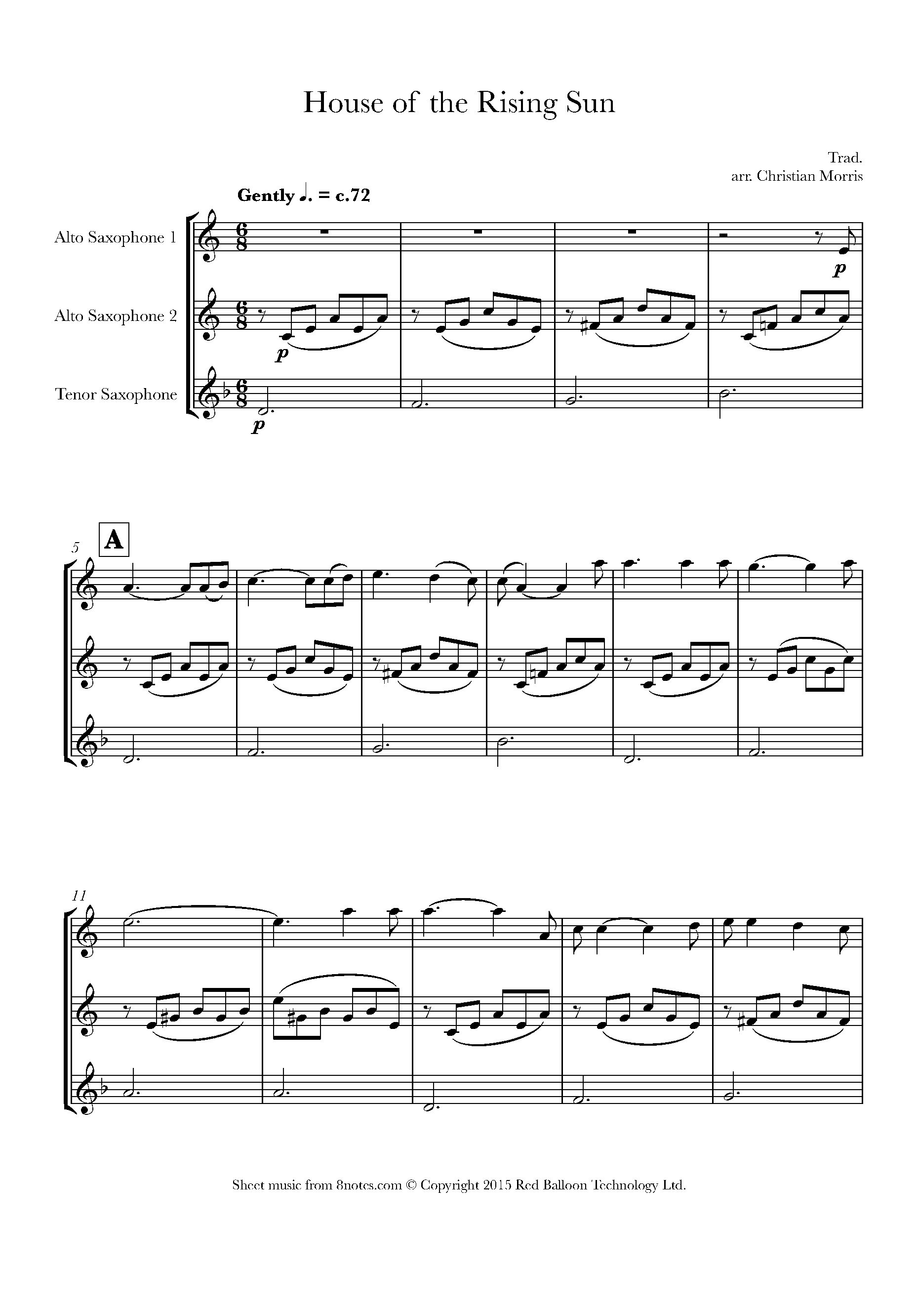 House of the Rising Sun Sheet music for 2AltosTenorSax