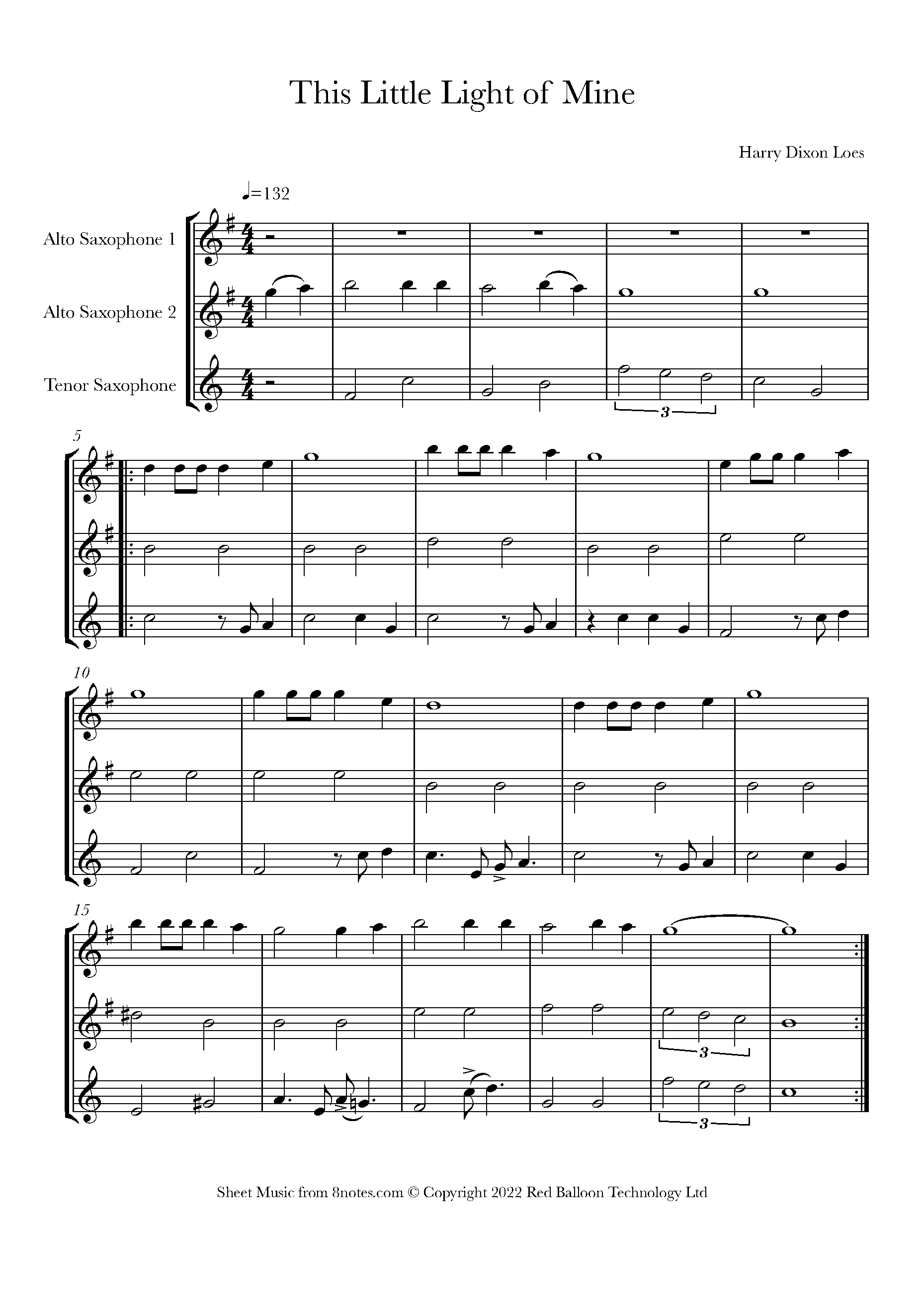 Harry dixon loes this little light of mine sheet music for 2 altos