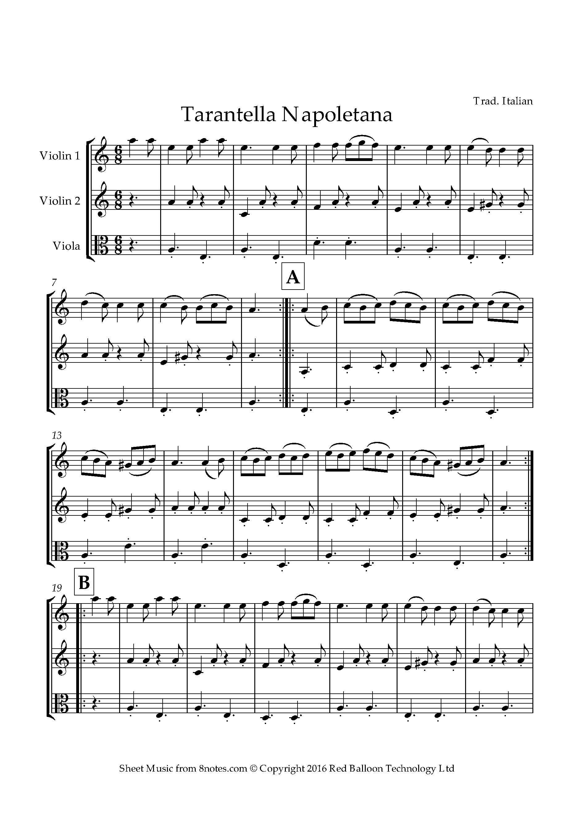 Tarantella Napoletana (Traditional Italian) Sheet music for 2violins