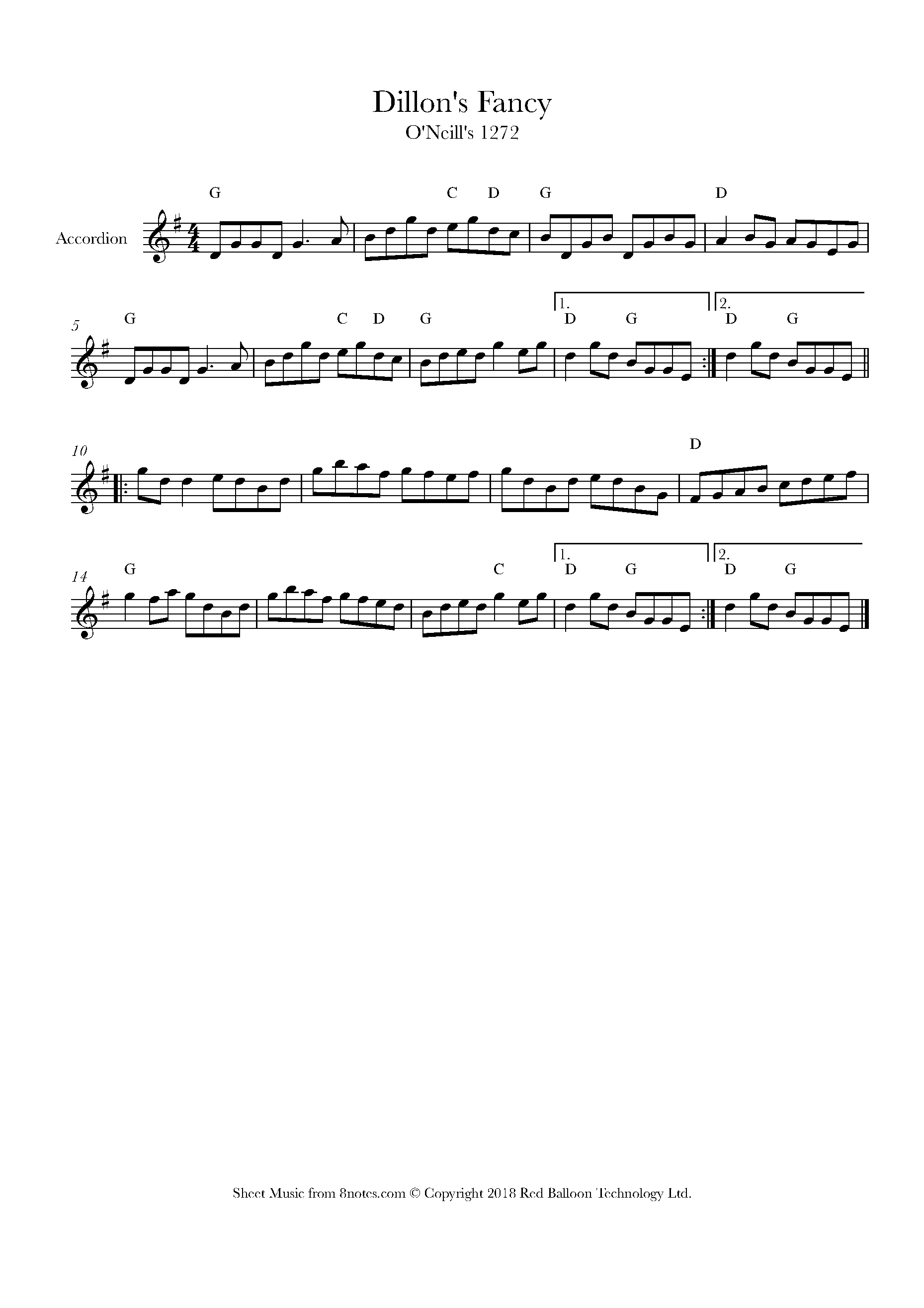 Dillon's Fancy (Irish Folk Song) Sheet music for Accordion