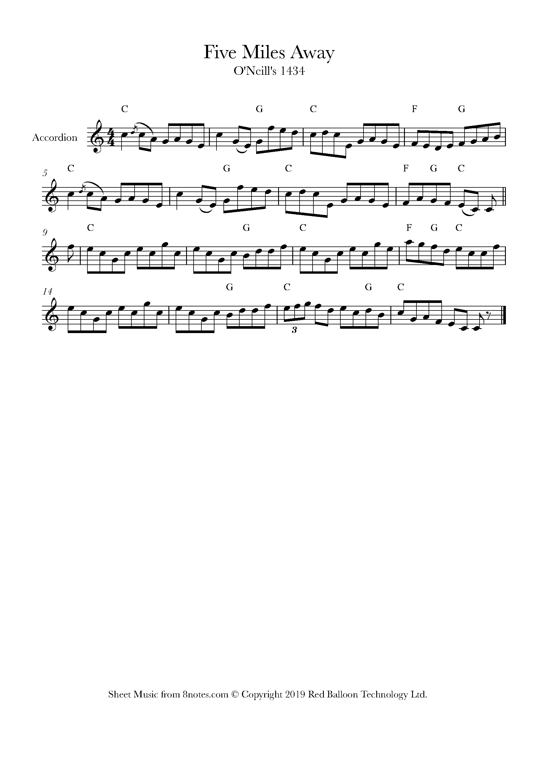 Five Miles Away (Irish Folk Song) Sheet music for Accordion