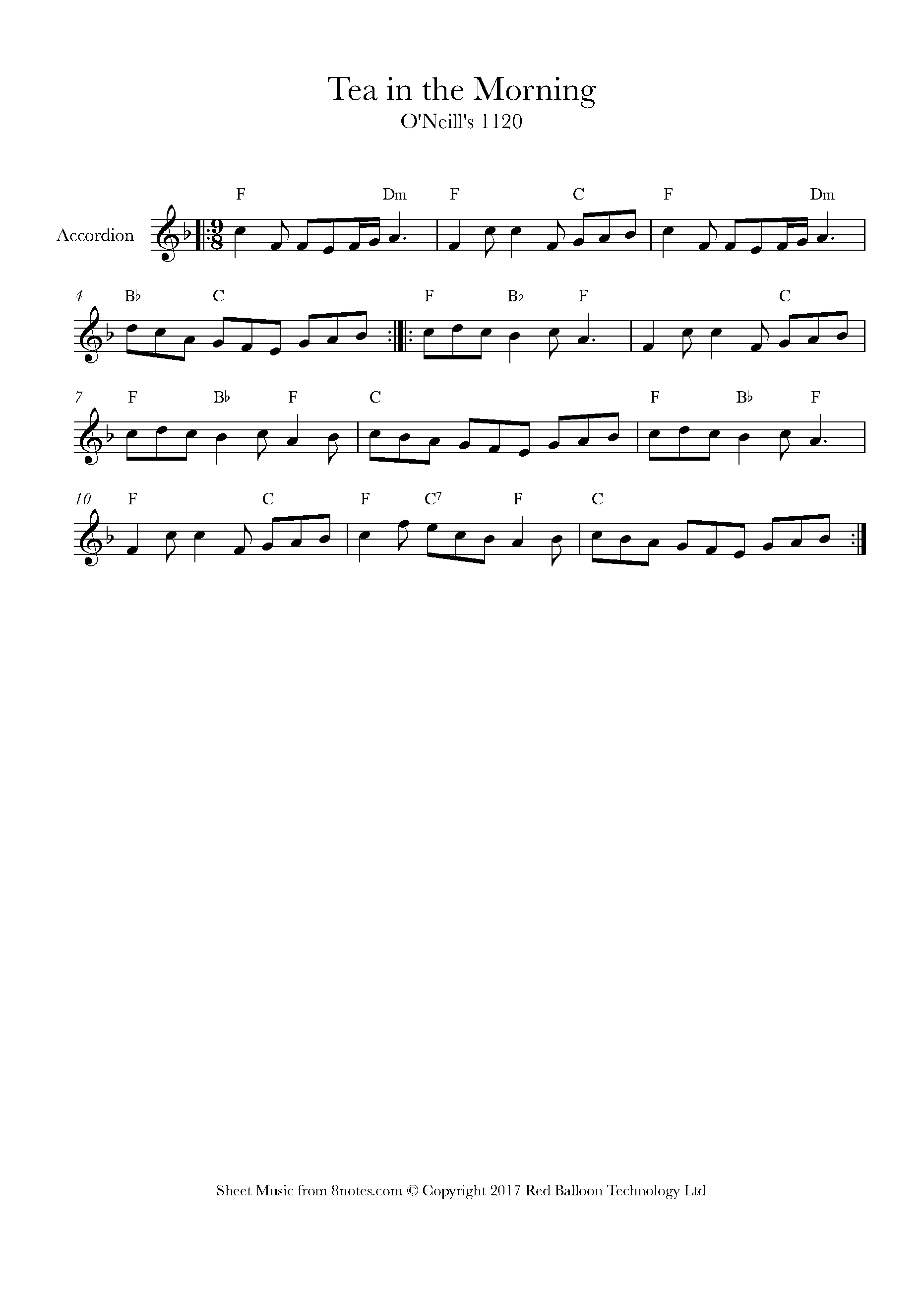 Tea in the Morning (Irish Slip Jig) Sheet music for Accordion