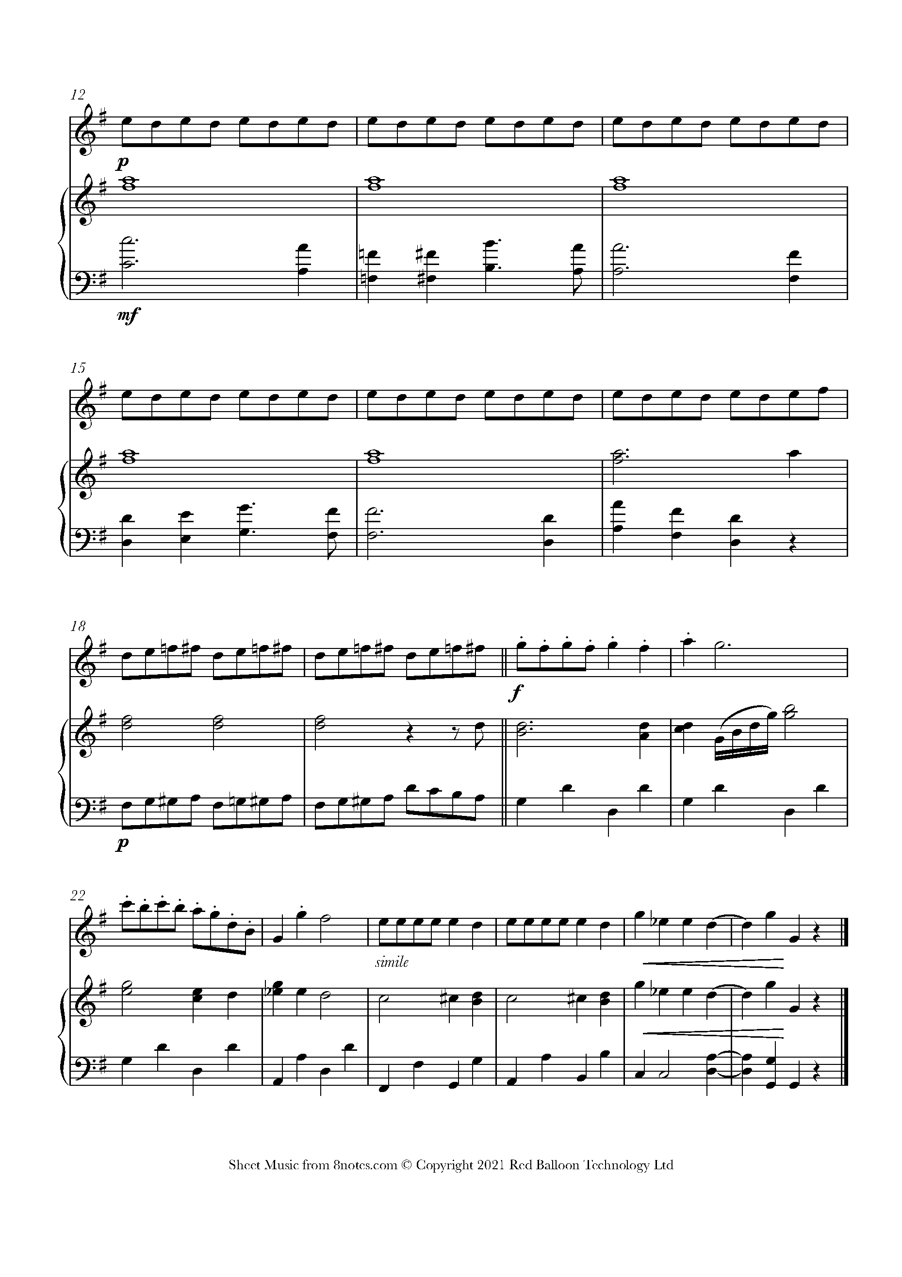 Tchaikovsky Dance of the reed pipes from the Nutcracker Sheet music
