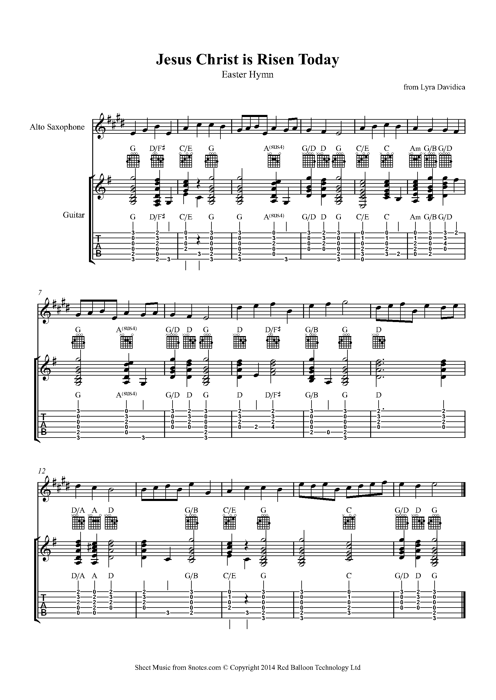 Jesus Christ is Risen Today Sheet music for Alto SaxGuitar Duet