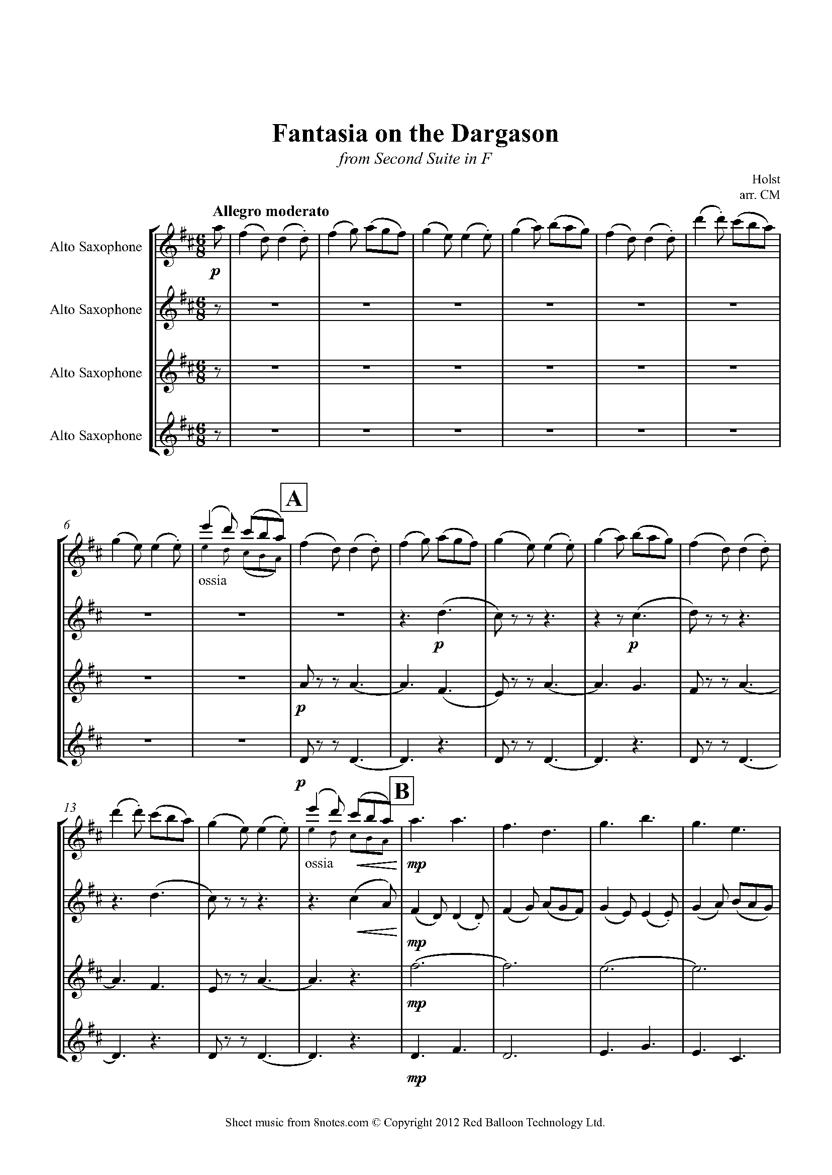 Holst Fantasia on the Dargason from Second Suite in F Sheet music for