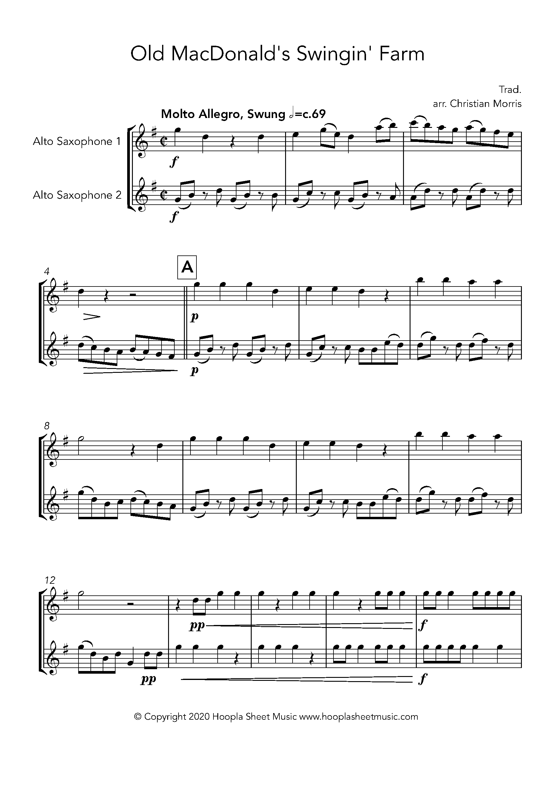 Christian Morris Old MacDonald's Swingin' Farm Sheet music for Alto