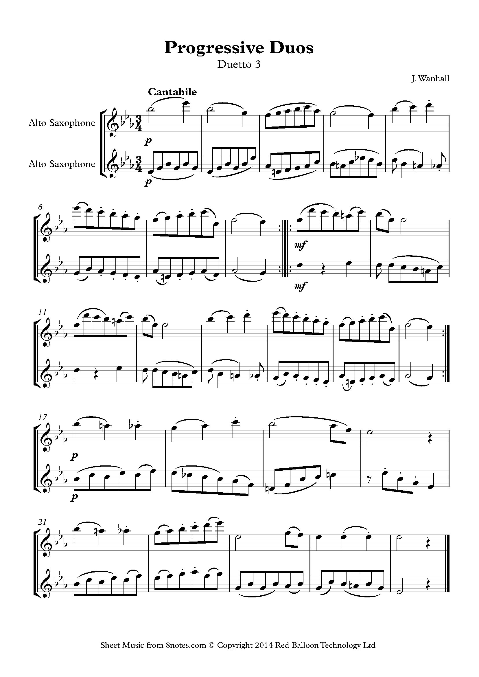 Wanhall Progressive Duos Duetto 3 Sheet music for Alto Saxophone