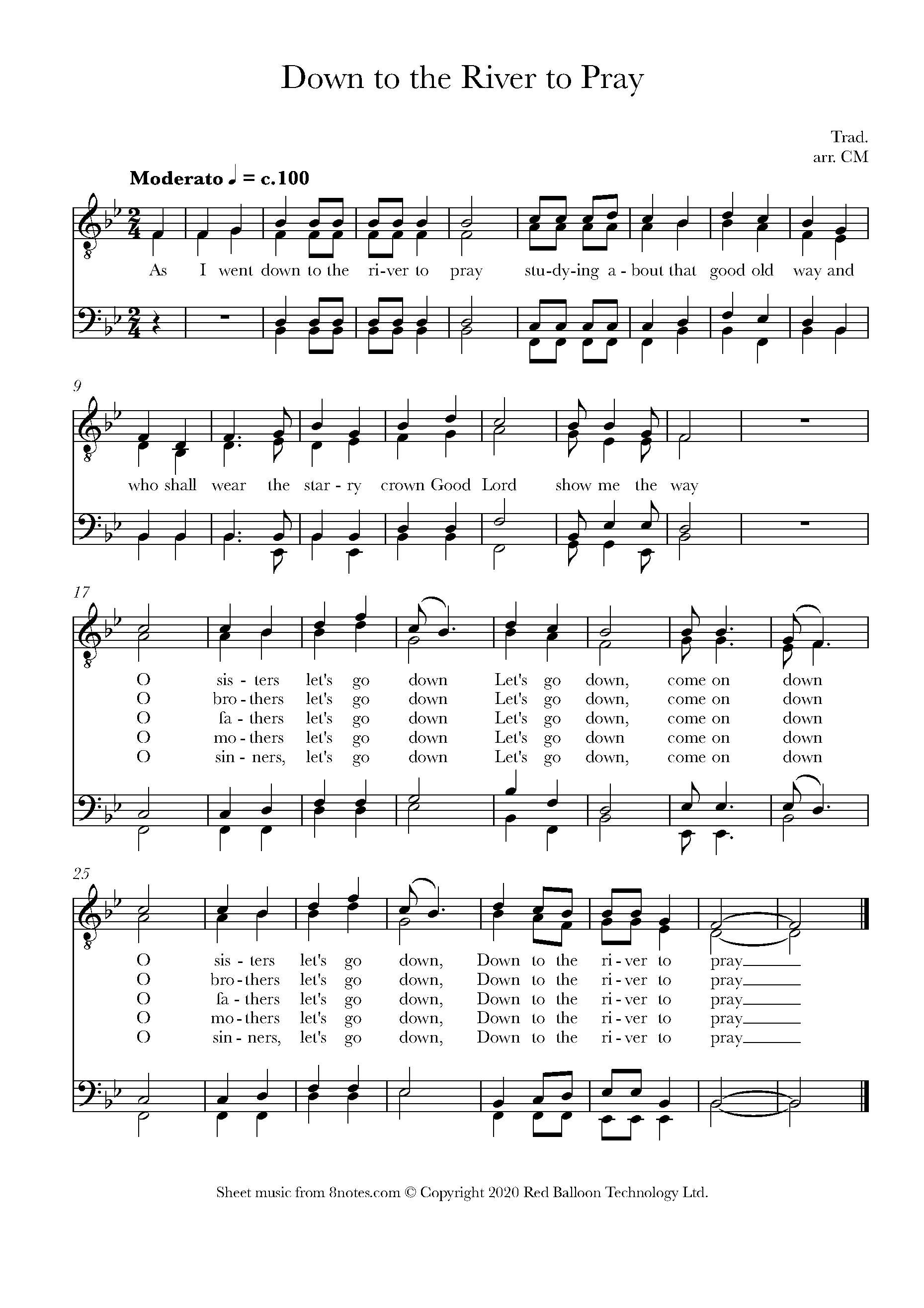 Down to the River to Pray Sheet music for Barbershop Quartet - 8notes.com