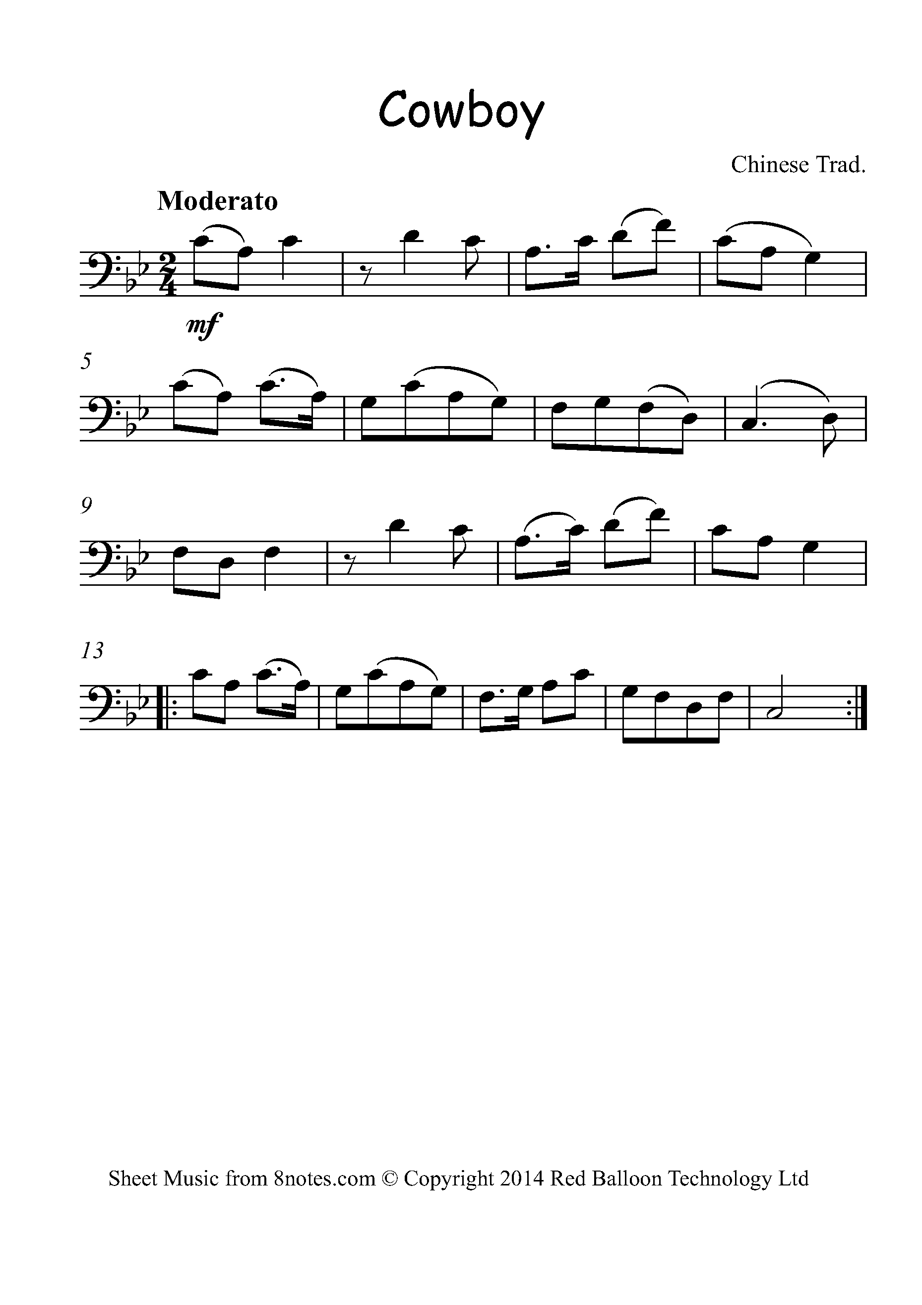 Cowboy (traditional Chinese) Sheet music for Baritone Horn