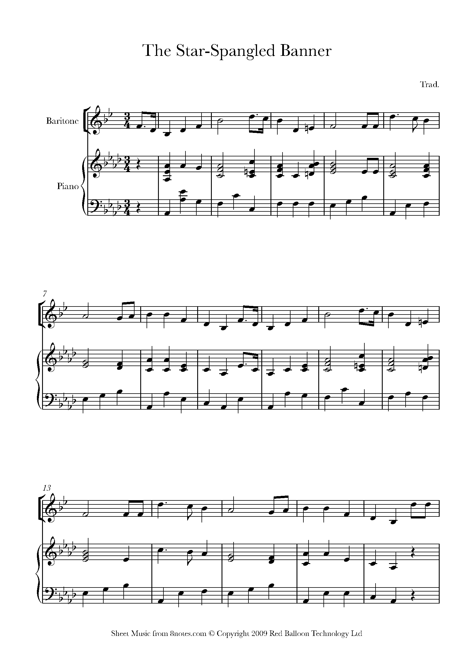 The Star Spangled Banner Sheet music for Baritone Horn