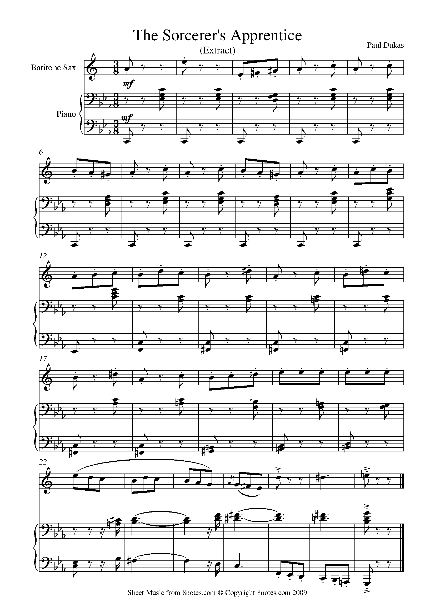 Dukas The Sorcerers Apprentice Sheet music for Baritone Saxophone