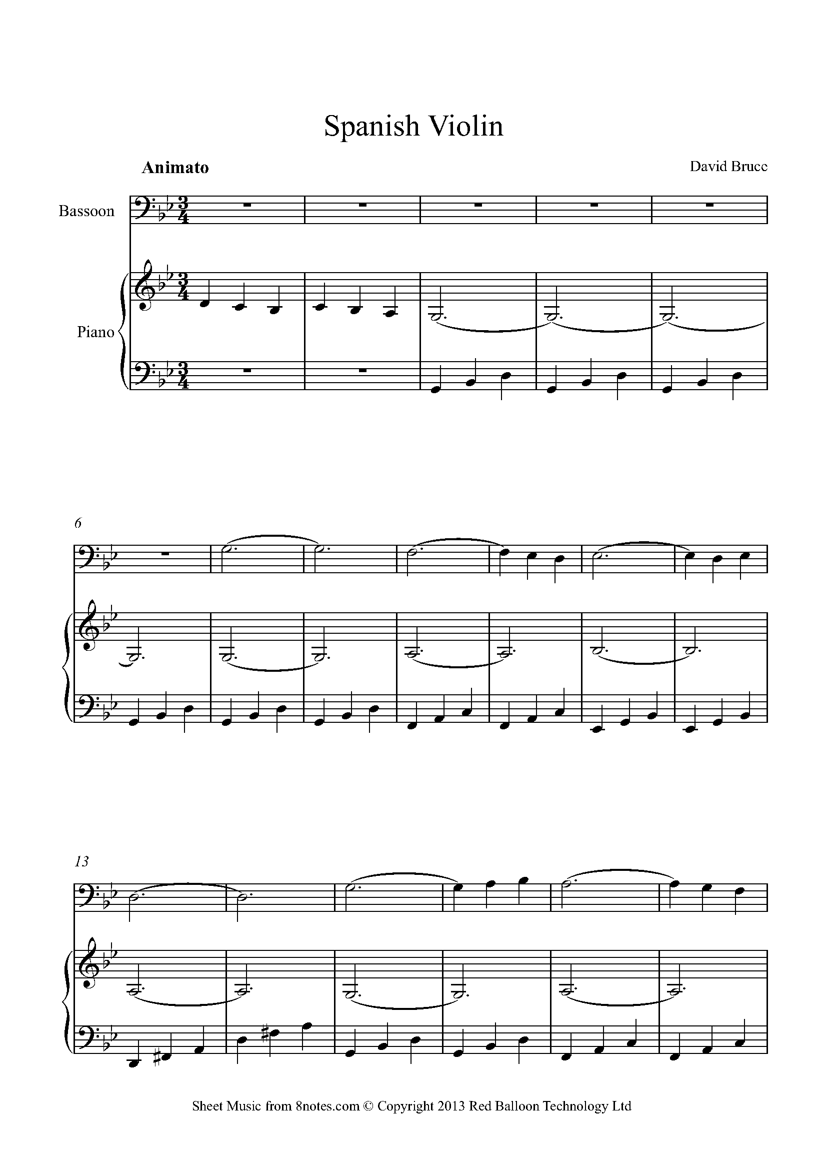 David Bruce Spanish Violin Sheet music for Bassoon