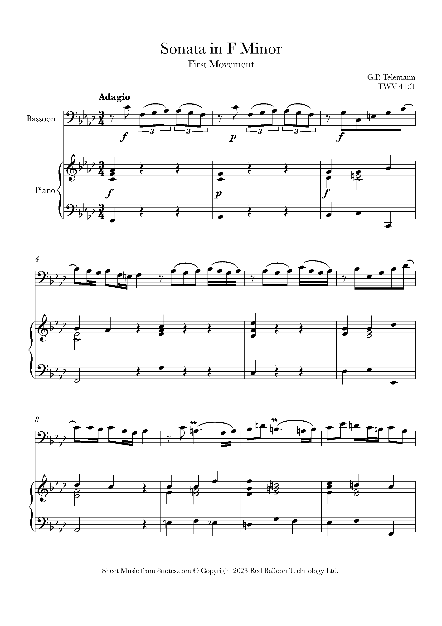 Telemann  Sonata in F Minor, TWV 41:f1, Fi...