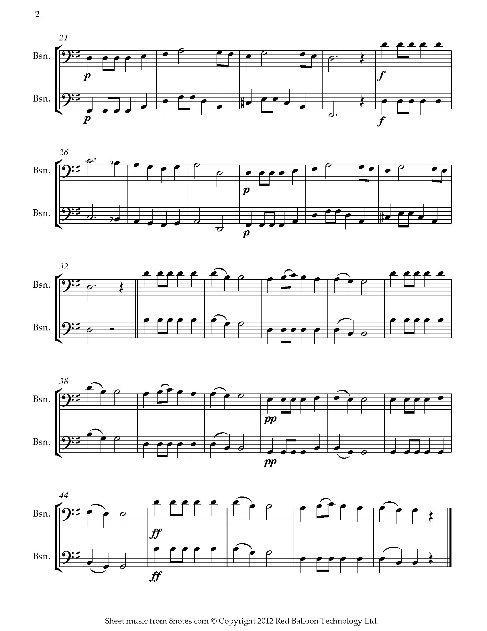 Rossini 5 Duos No.1 Marcia Sheet music for Bassoon Duet