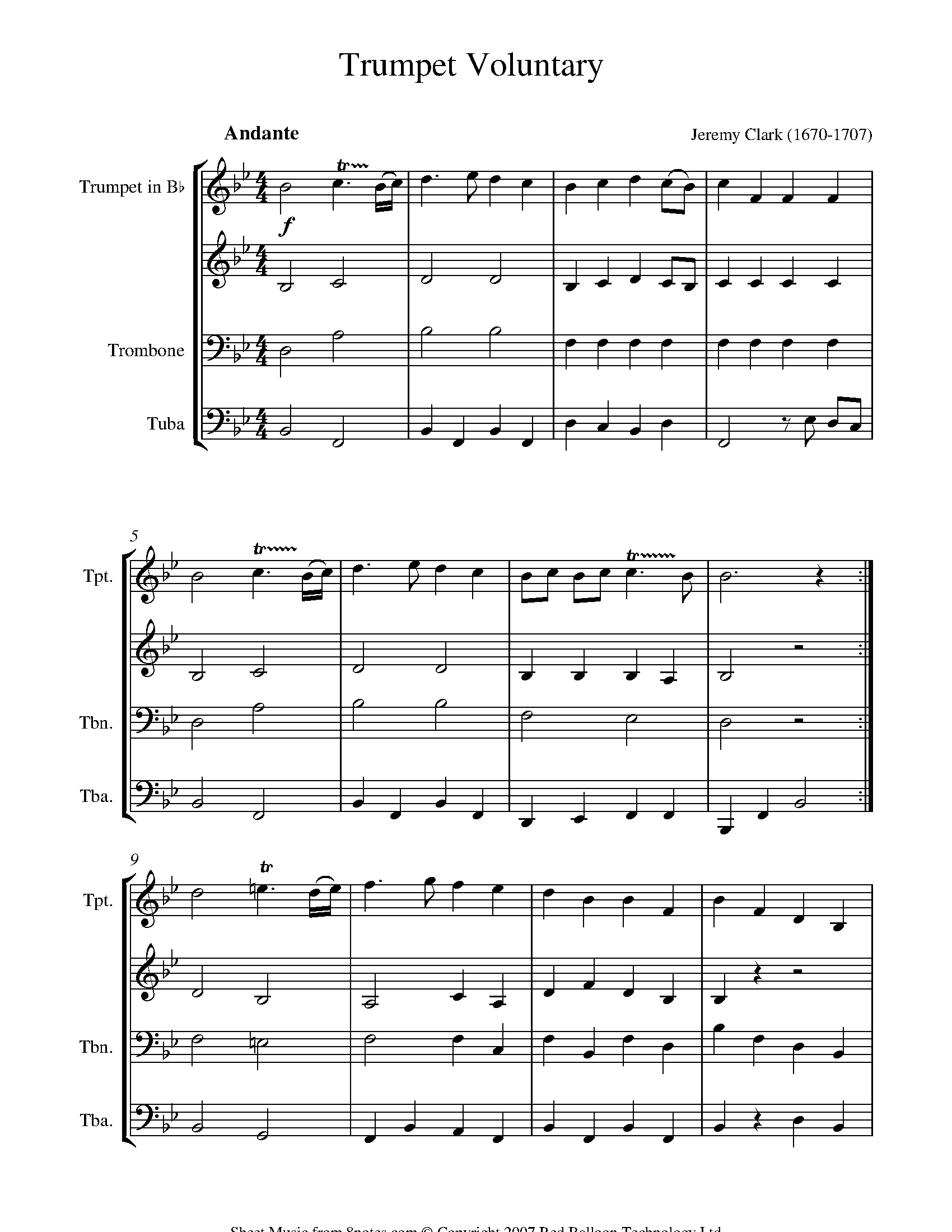 Clarke Trumpet Voluntary Sheet music for Brass Quartet