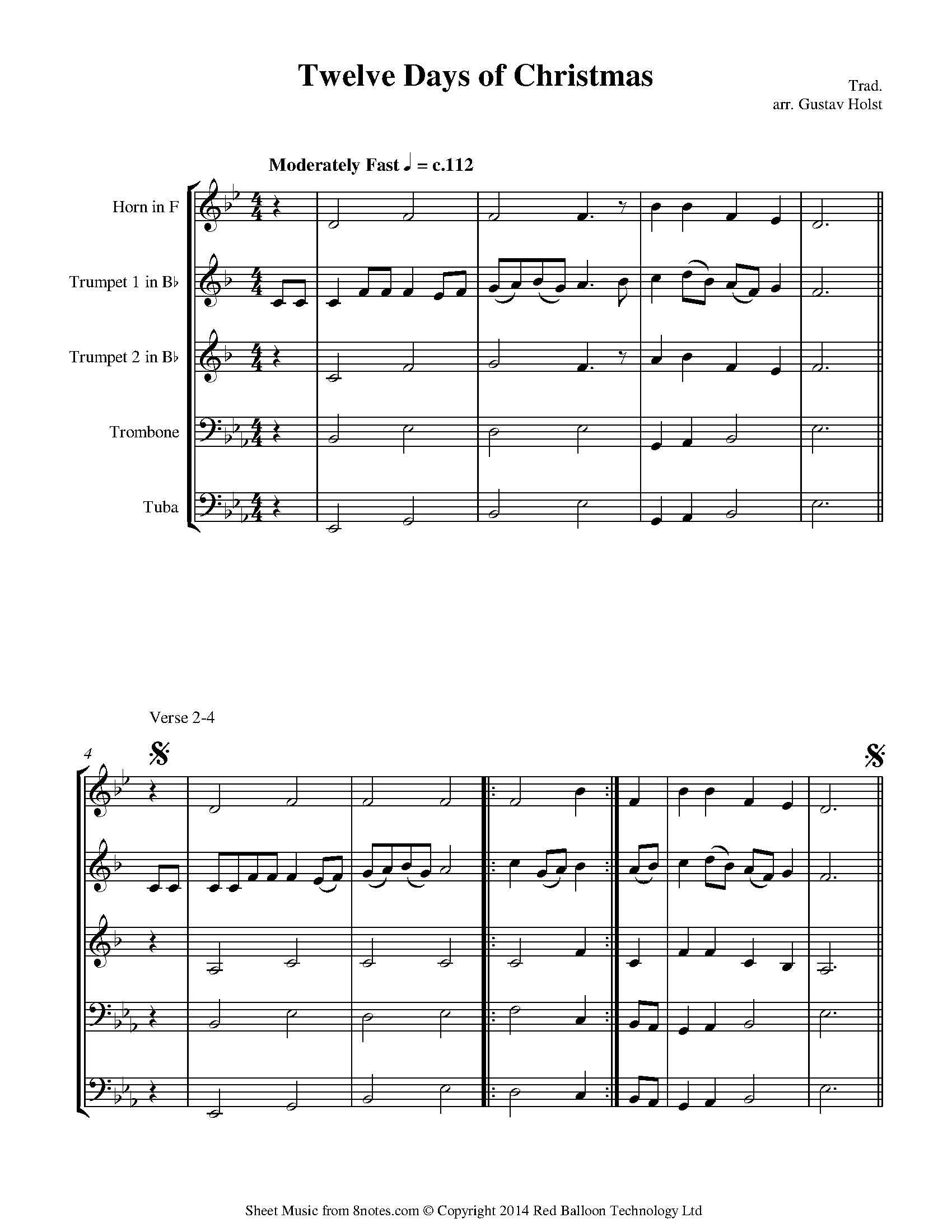 12 Days of Christmas Sheet music for Brass Quintet