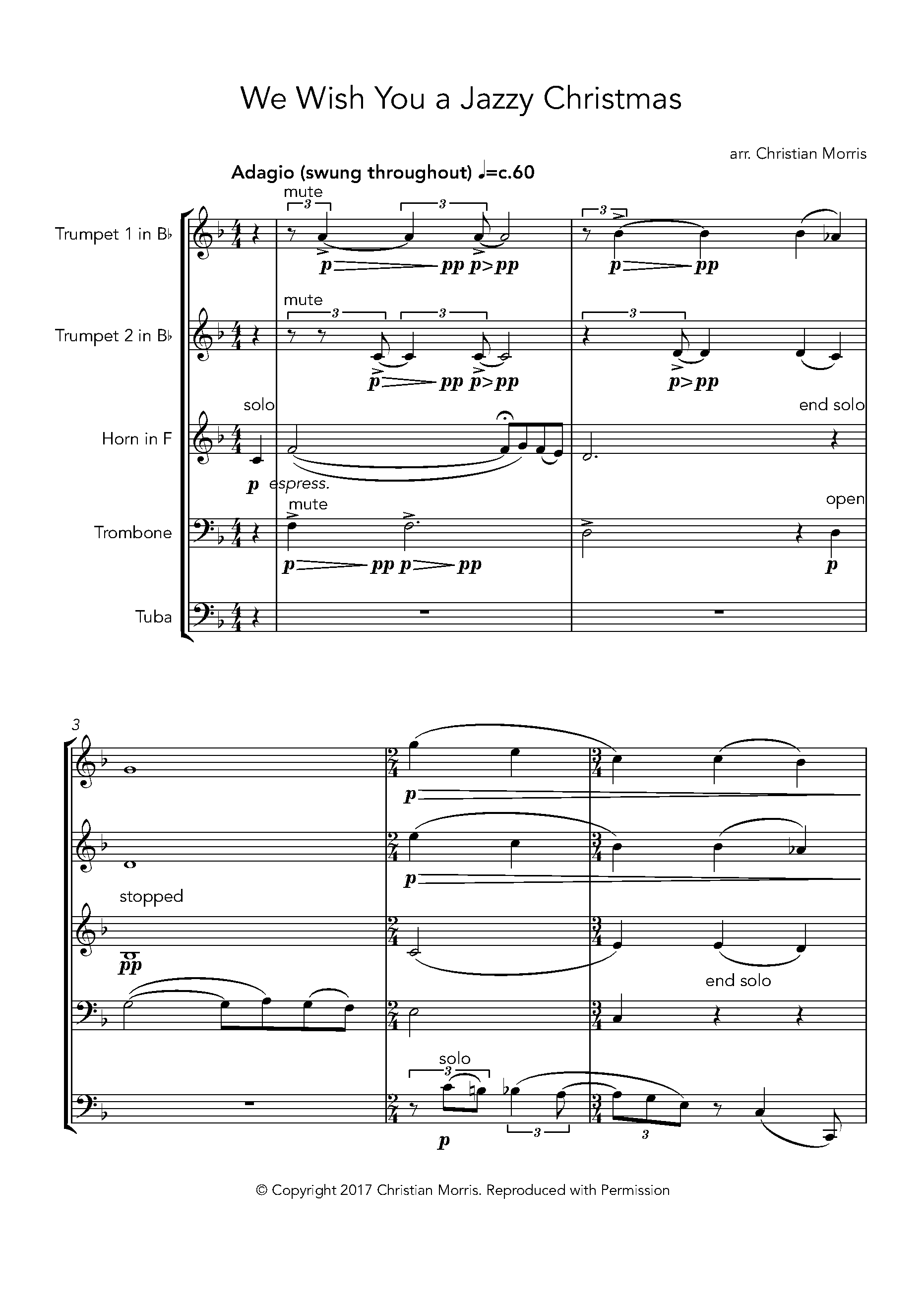 Christian Morris We Wish You a Jazzy Christmas Sheet music for Brass