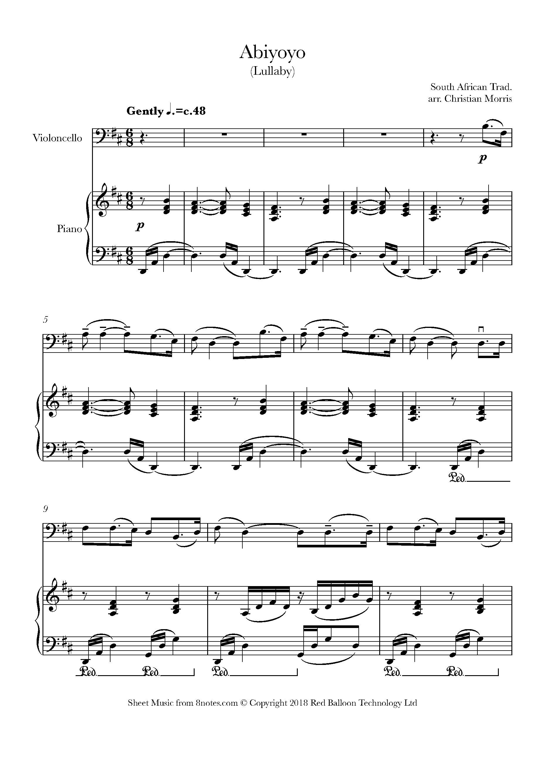 Abiyoyo (South African Lullaby) Sheet music for Cello