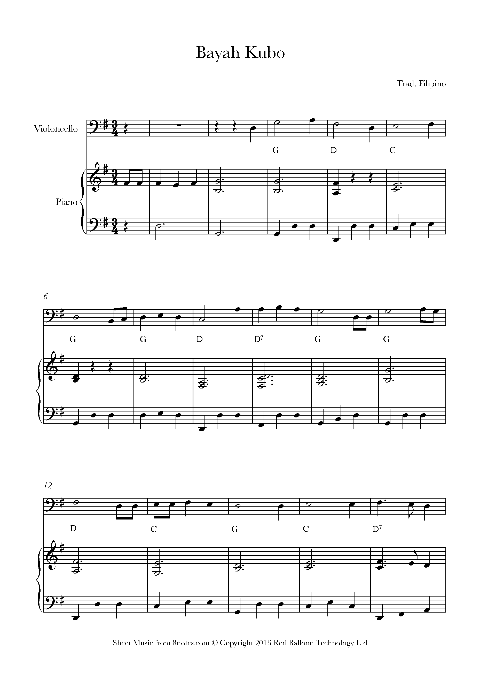 Bahay Kubo Piano Chords