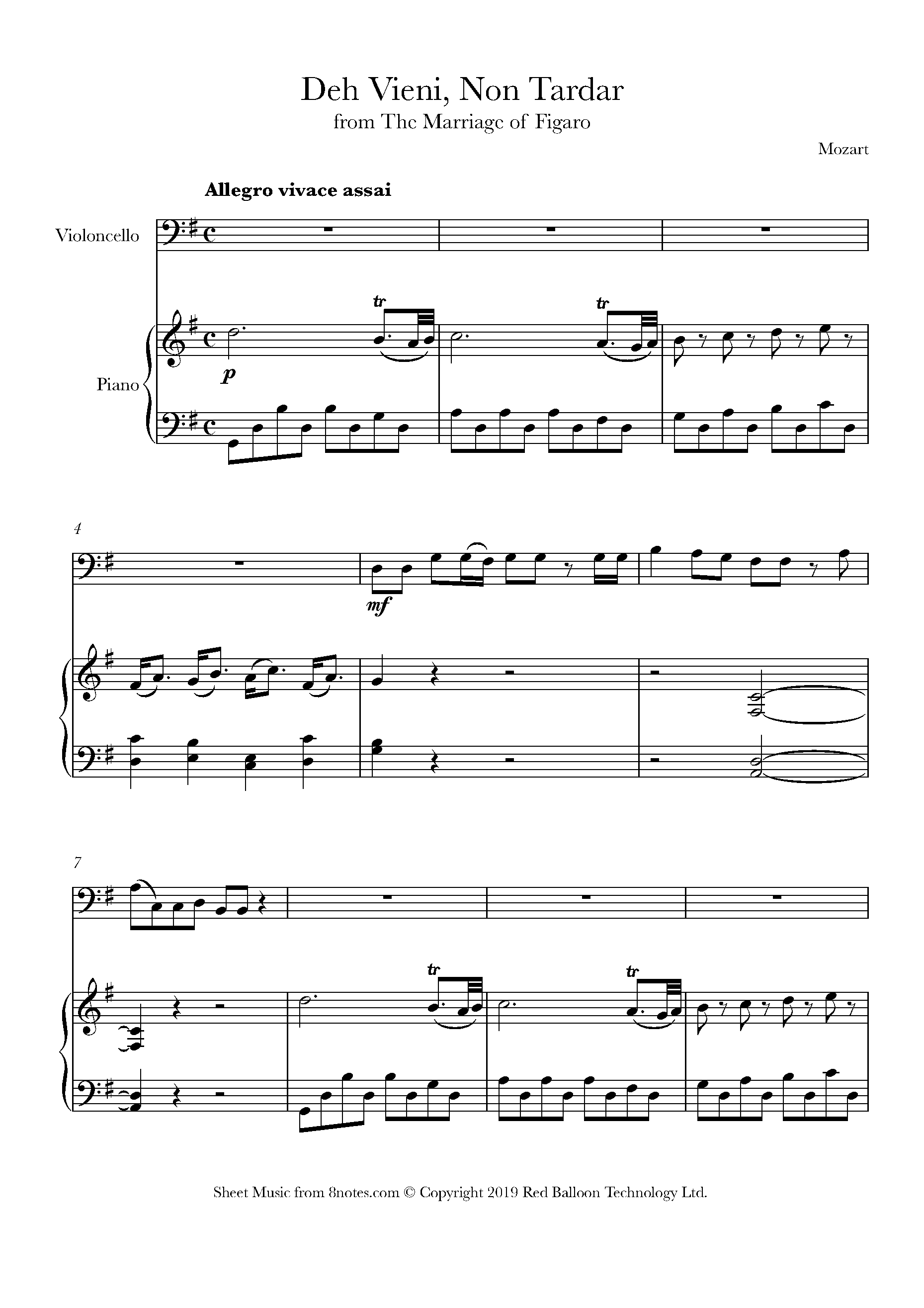 Mozart Deh Vieni Non Tardar From The Marriage Of Figaro Sheet Music Mozart Deh Vieni Non Tardar From The Marriage Of Figaro Sheet Music