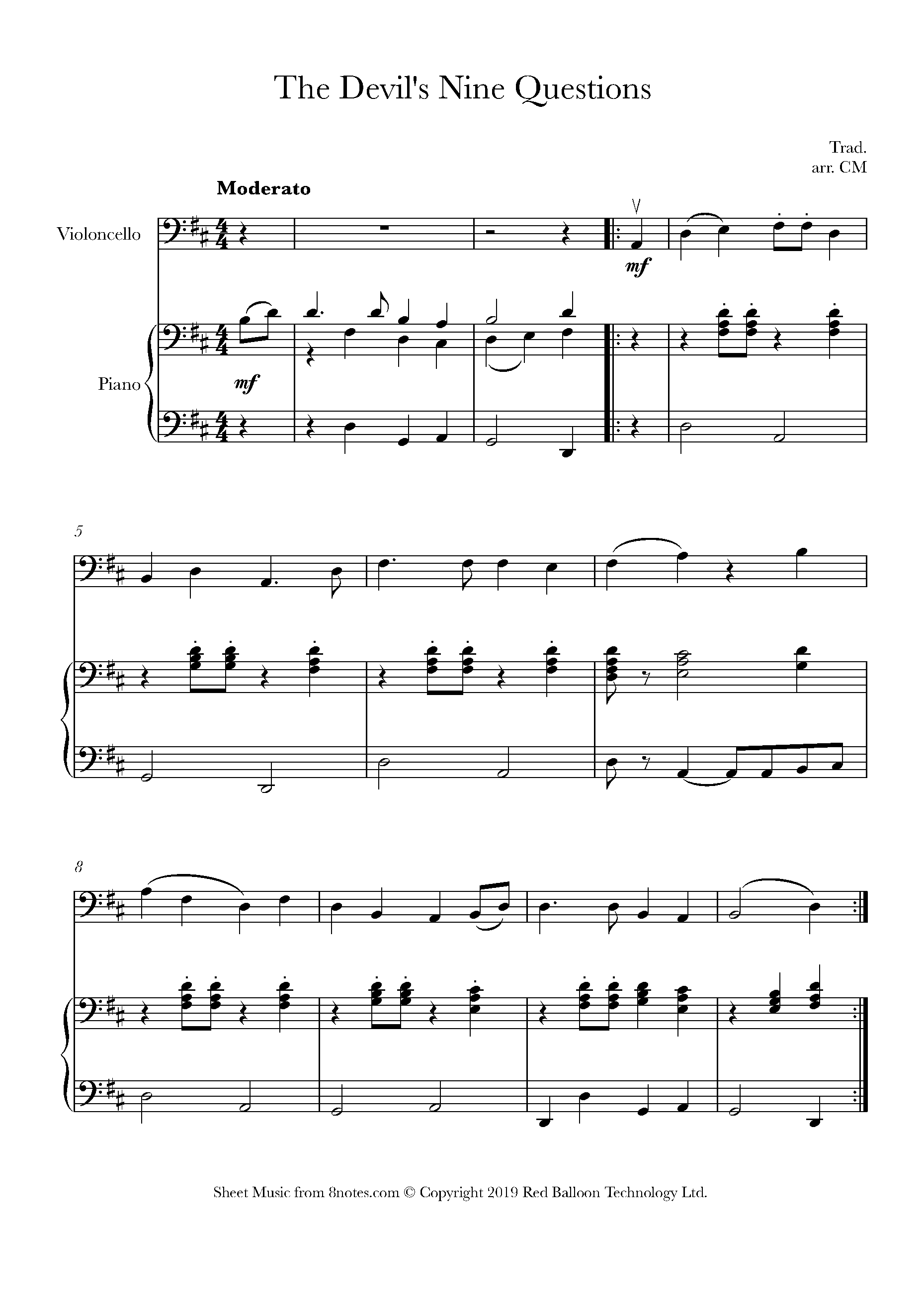 The Devil's Nine Questions Sheet music for Cello