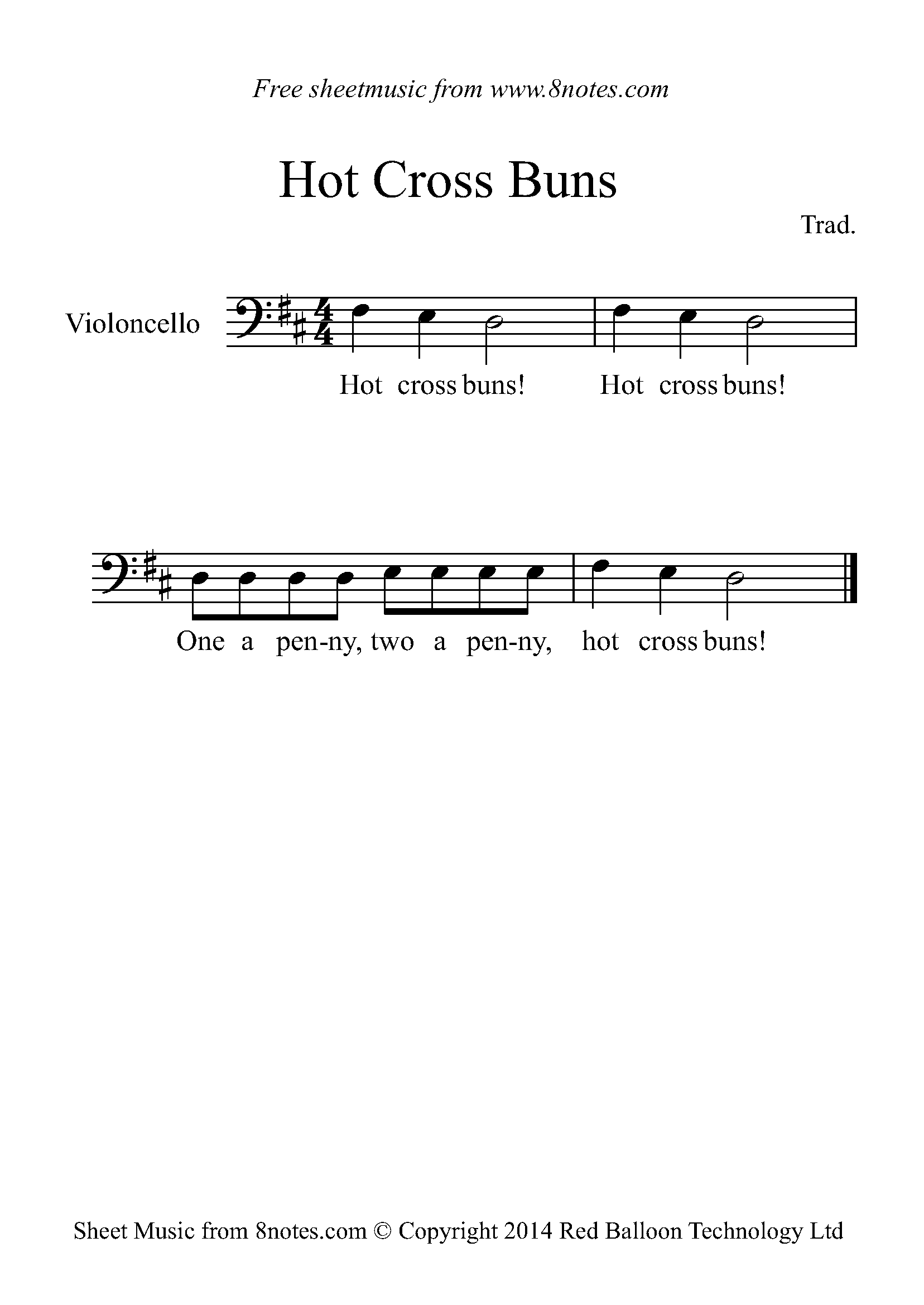 cross buns cello sheet 8notes keyboard