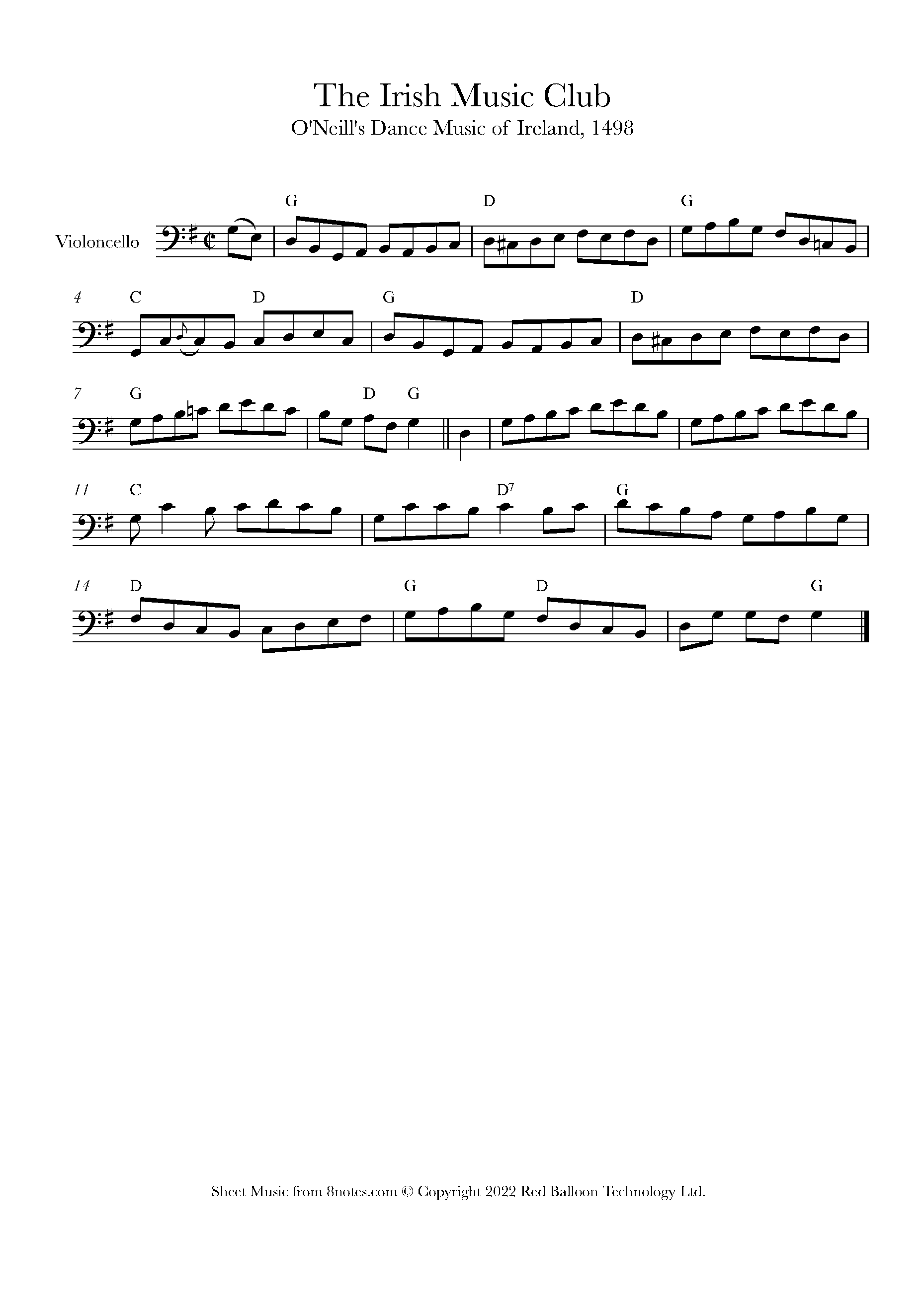 The Irish Music Club (Irish Trad.) Sheet music for Cello