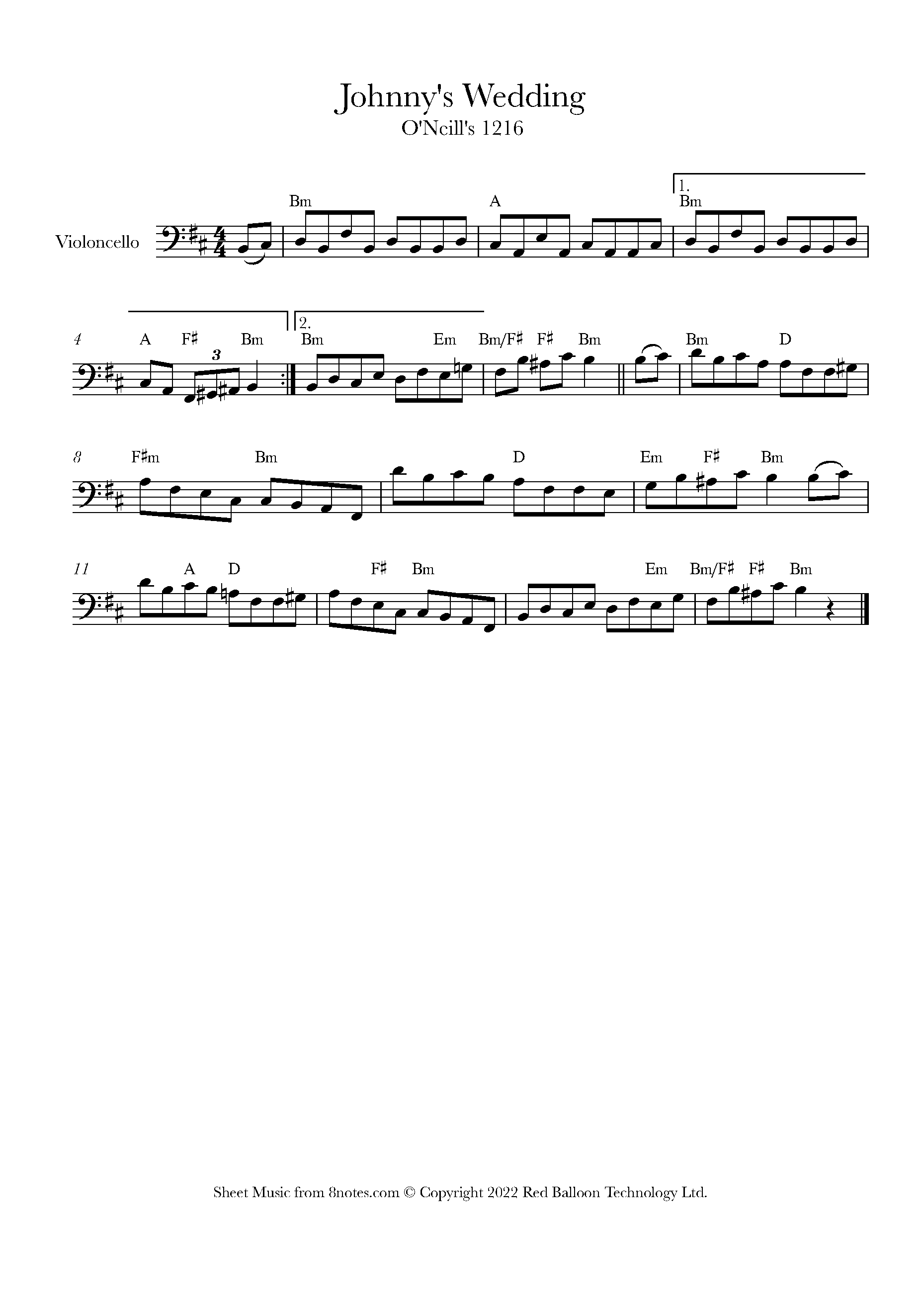Johnny's Wedding (Irish Trad.) Sheet music for Cello