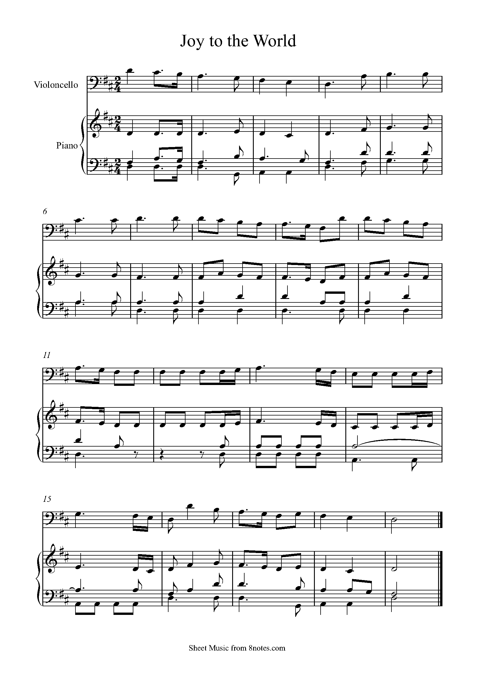 Joy to the World Sheet music for Cello