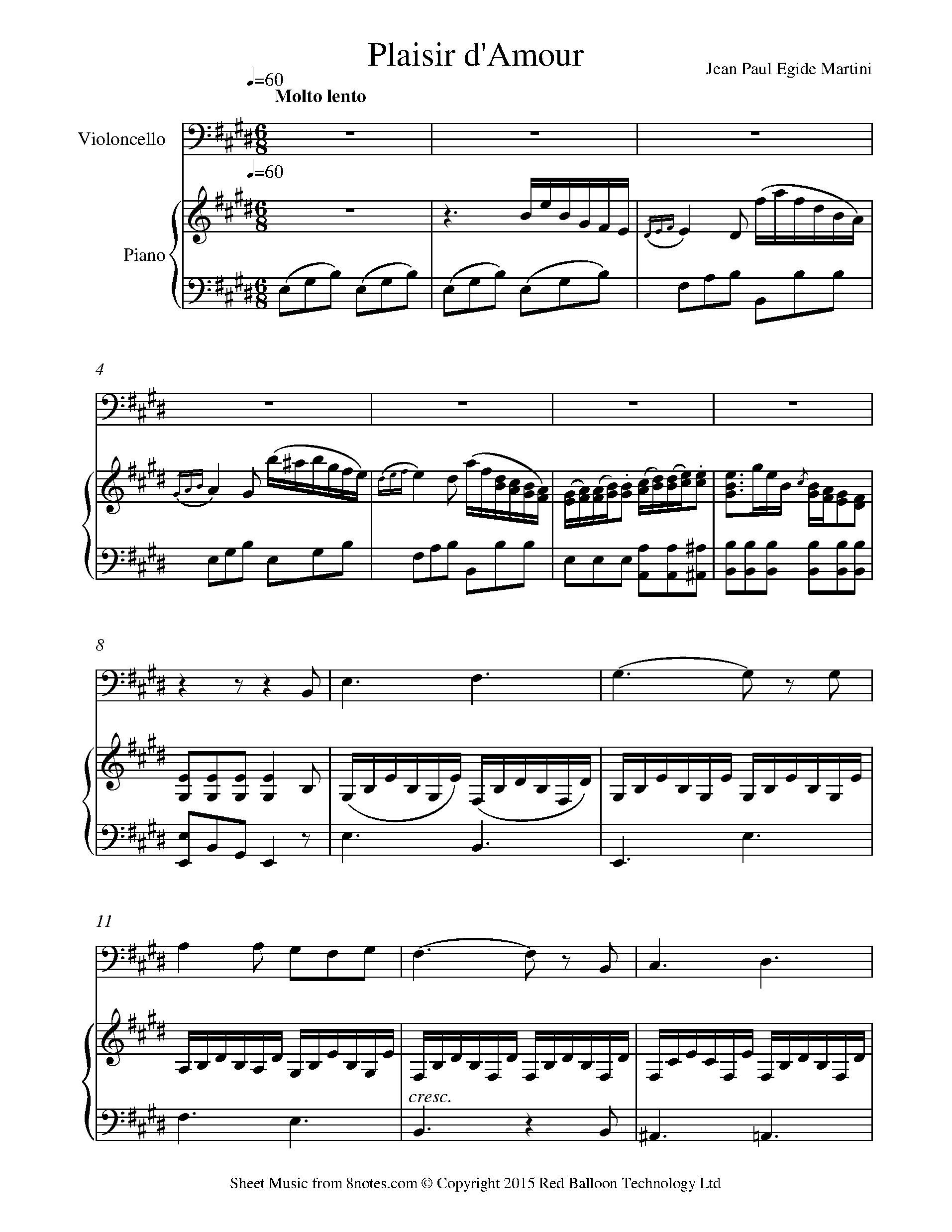 Martini Plaisir d'Amour Sheet music for