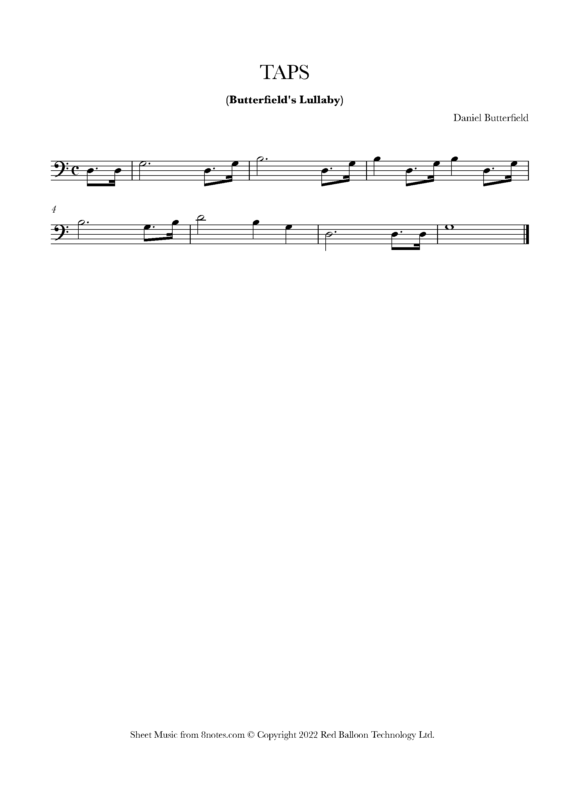 Butterfield TAPS Butterfield's Lullaby Sheet music for Cello