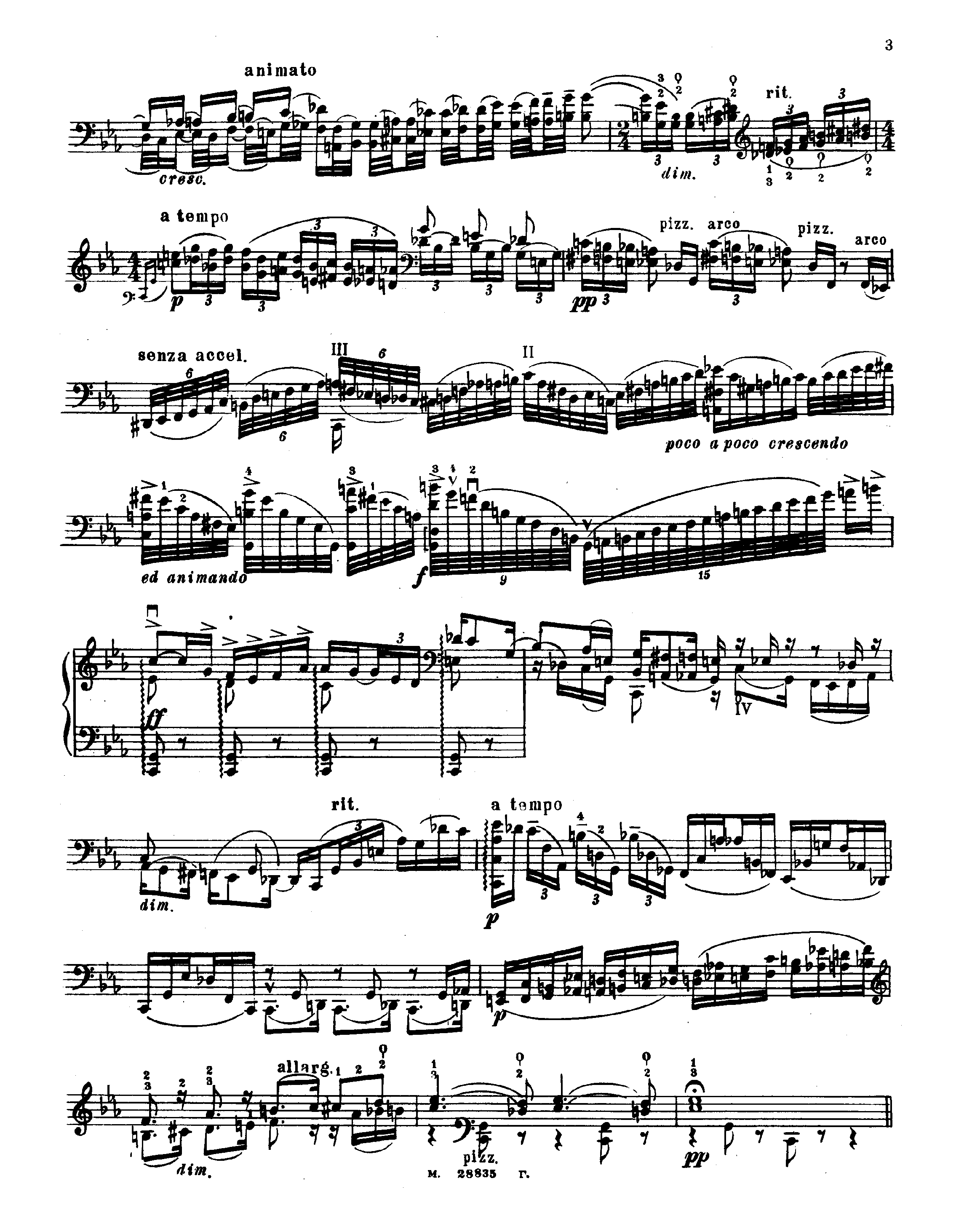 Sonata for Solo Cello, Op.28 by ﻿Eugène Ysaÿe Sheet Music arranged by 8notes.com for Cello - 1 of 6 pages