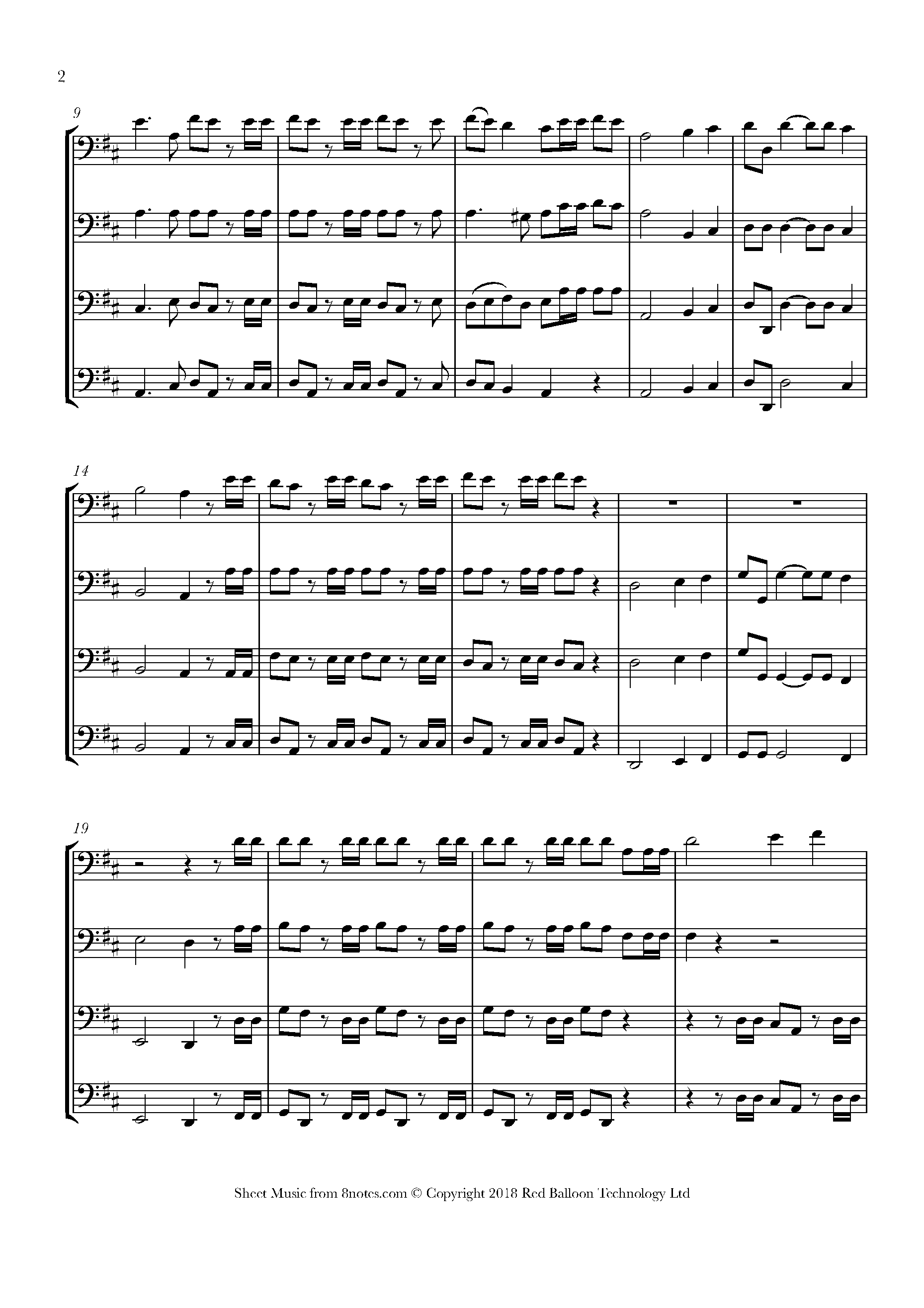 Handel - Hallelujah from Messiah Sheet music for Cello Quartet - 8notes.com