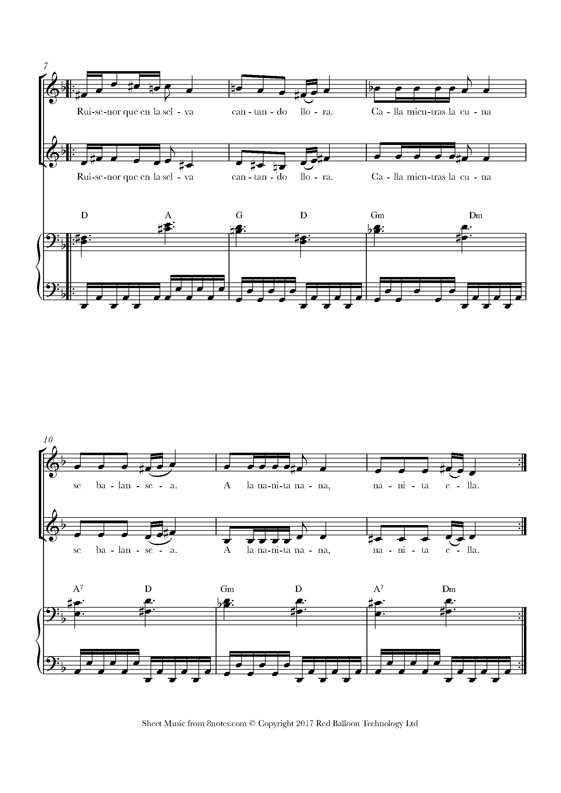 A La Nanita Nana (Spanish Traditional) Sheet music for Choir
