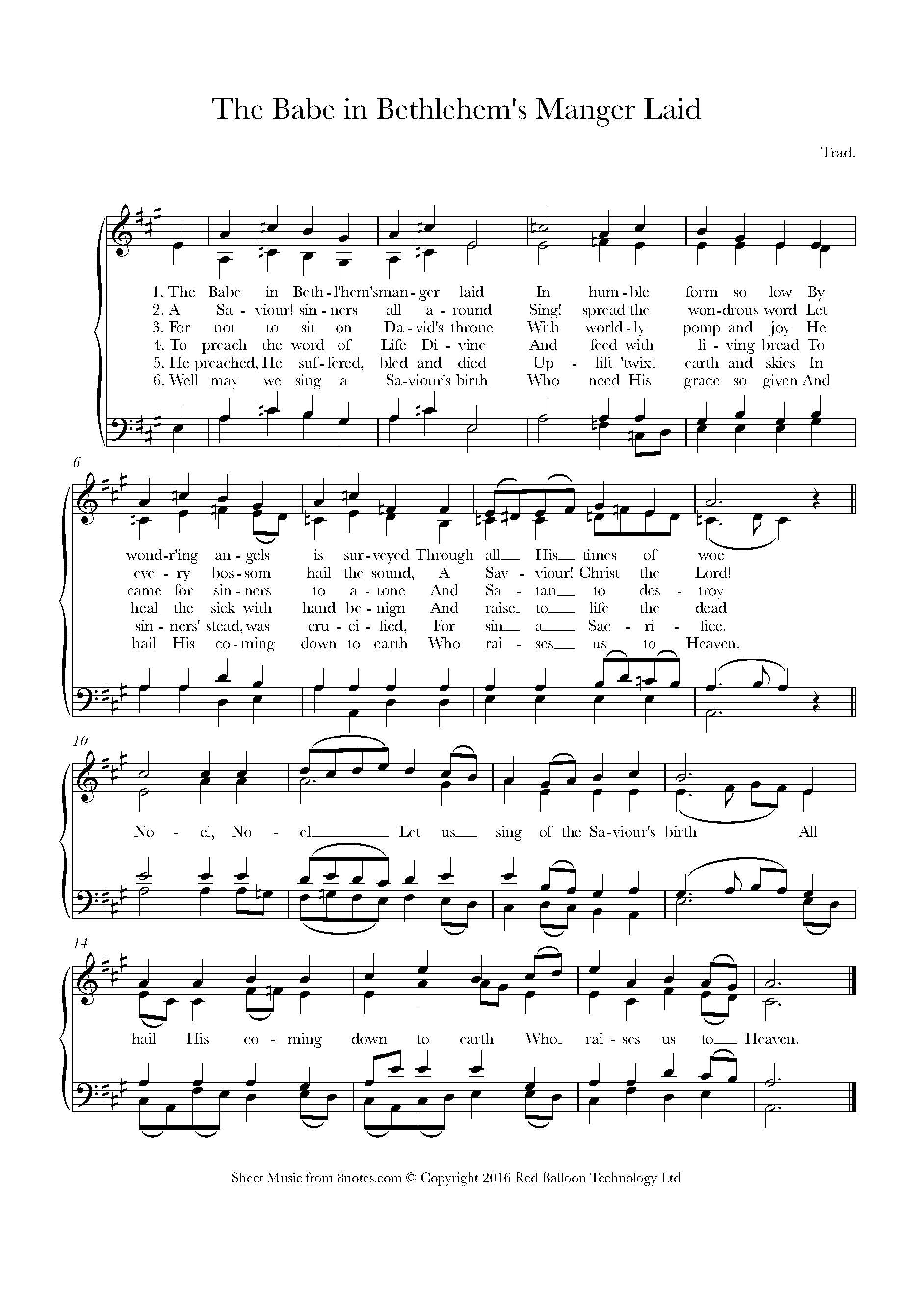The Babe in Bethlehem's Manger Laid Sheet music for Choir