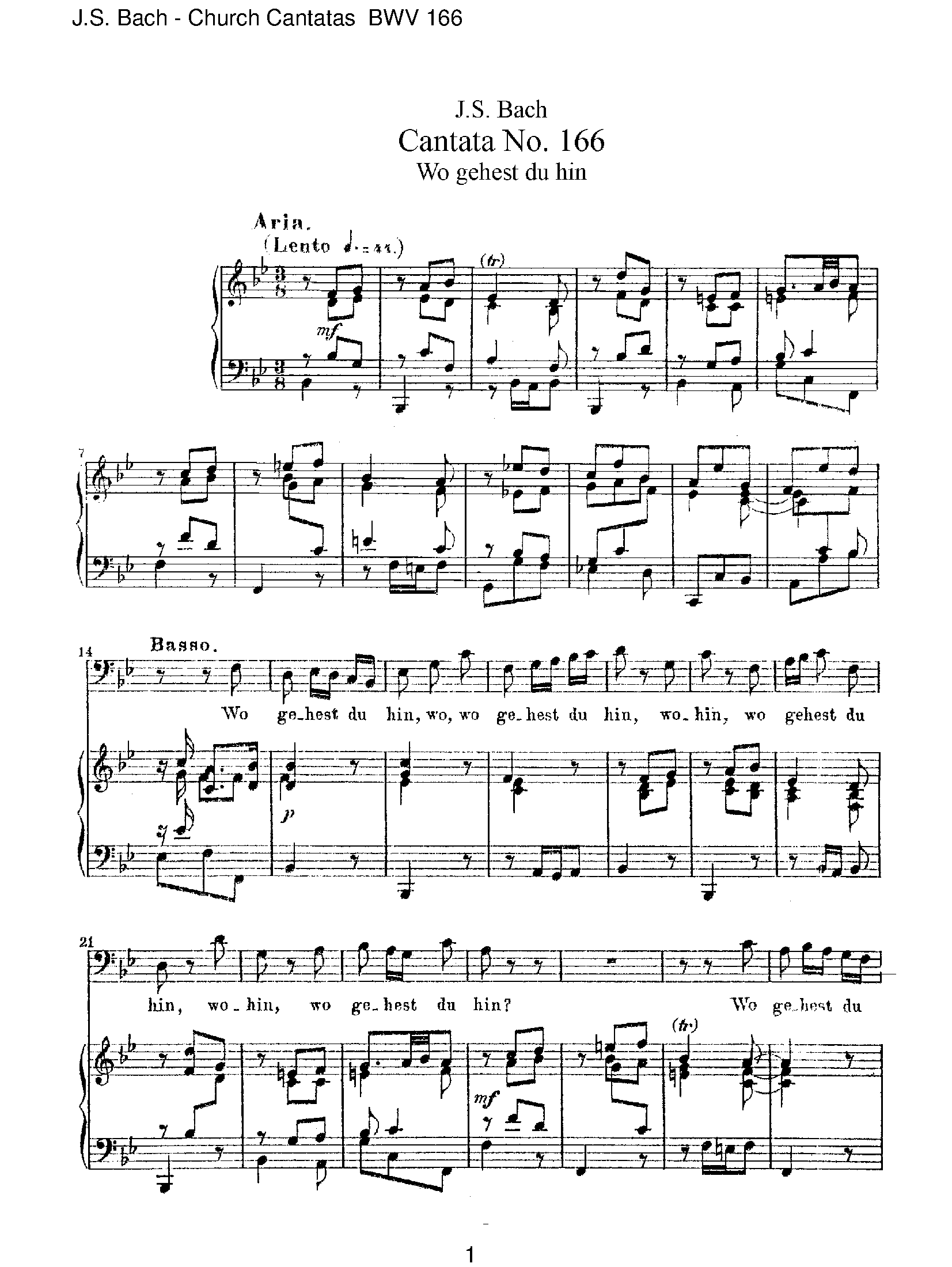 Bach, Johann Sebastian - Church Cantatas - BWV 166 Wo gehest du hin ...