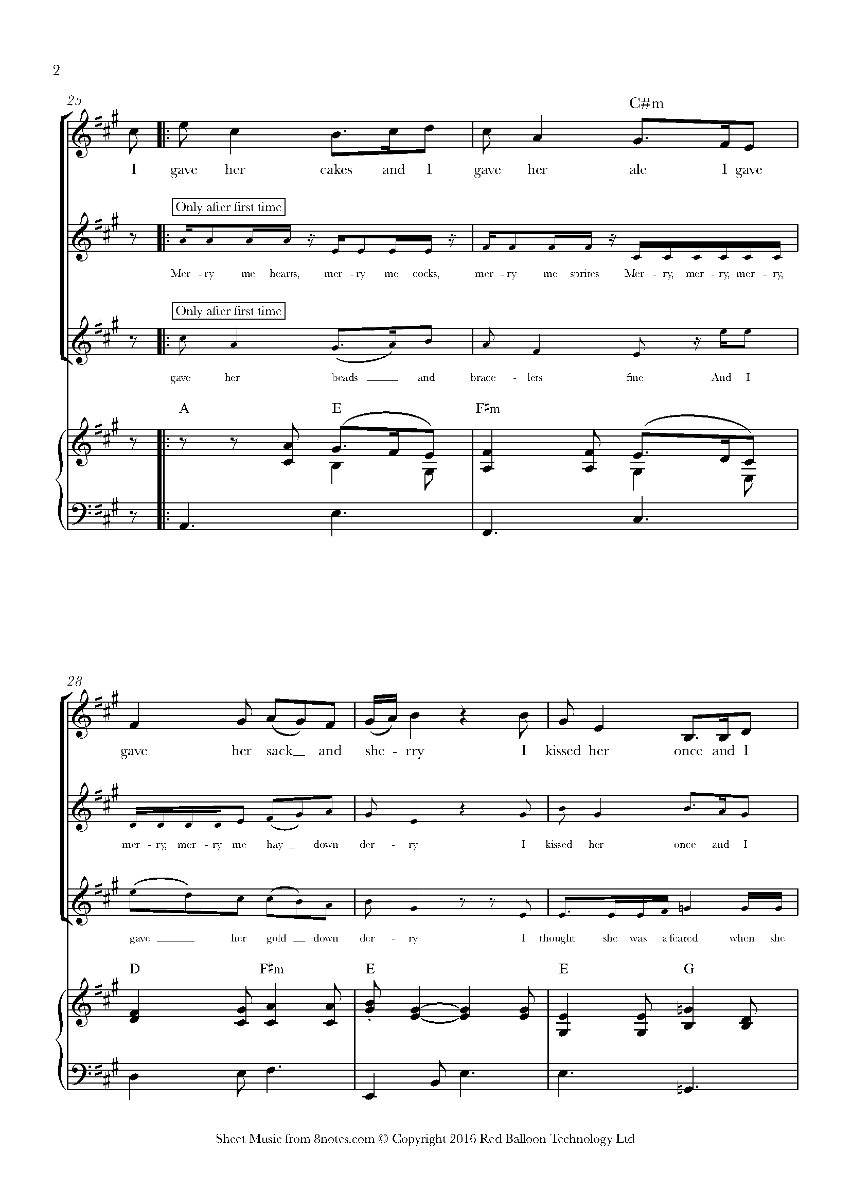 Purcell, Henry Cakes and Ale (for three voices) Sheet music for Choir
