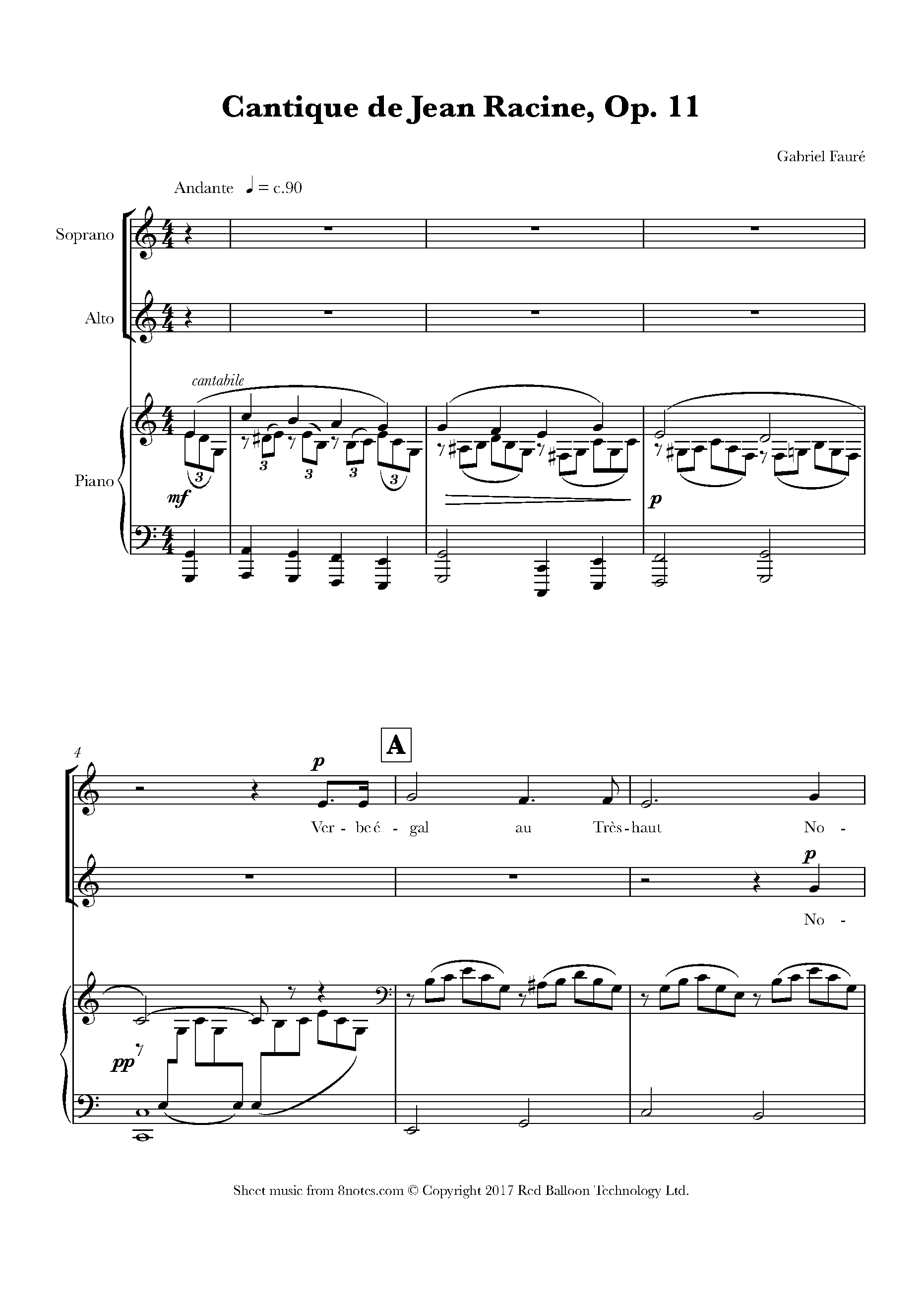 Cantique de jean racine op 11 soprano