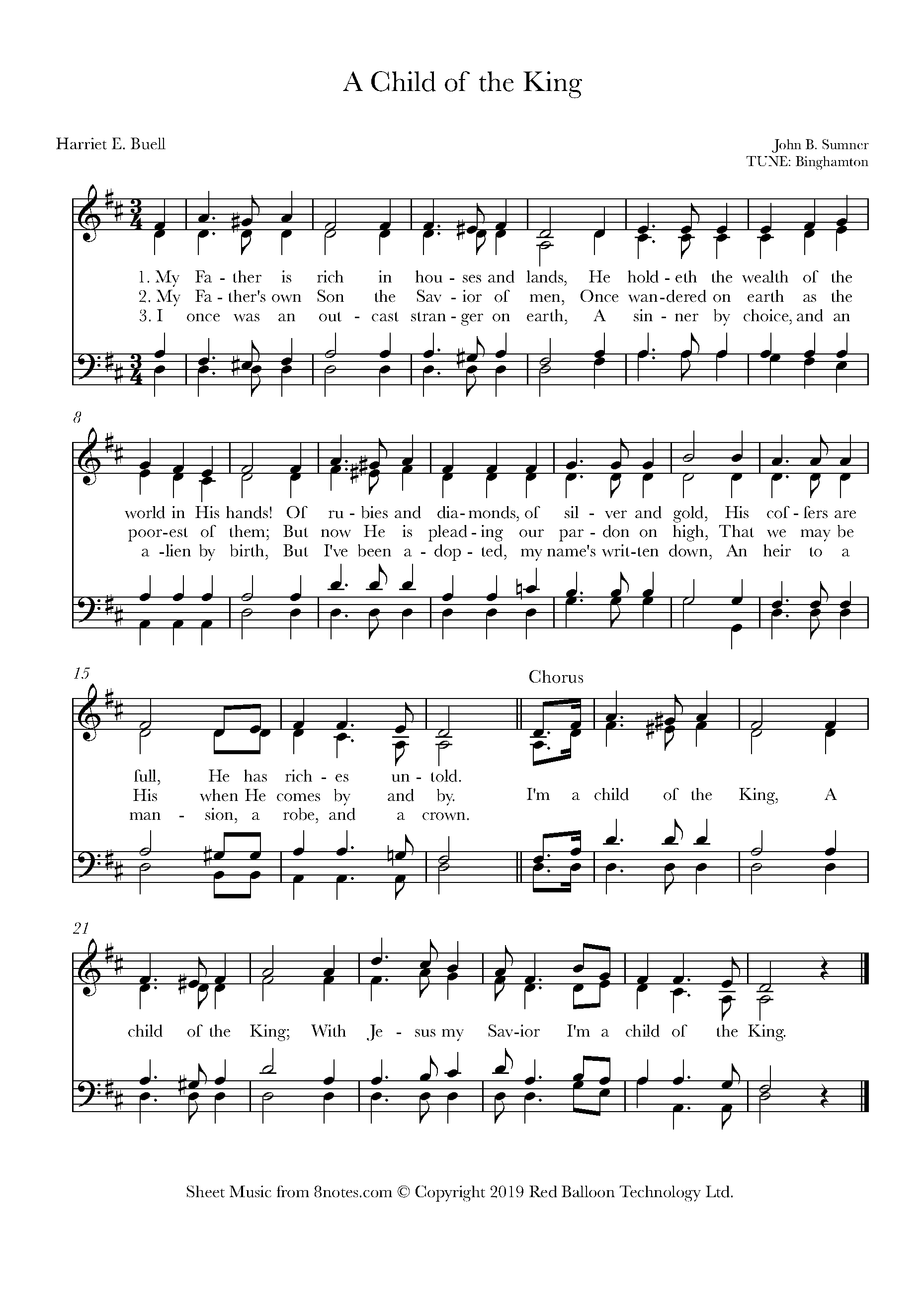 Sumner, John A Child of the King Sheet music for Choir