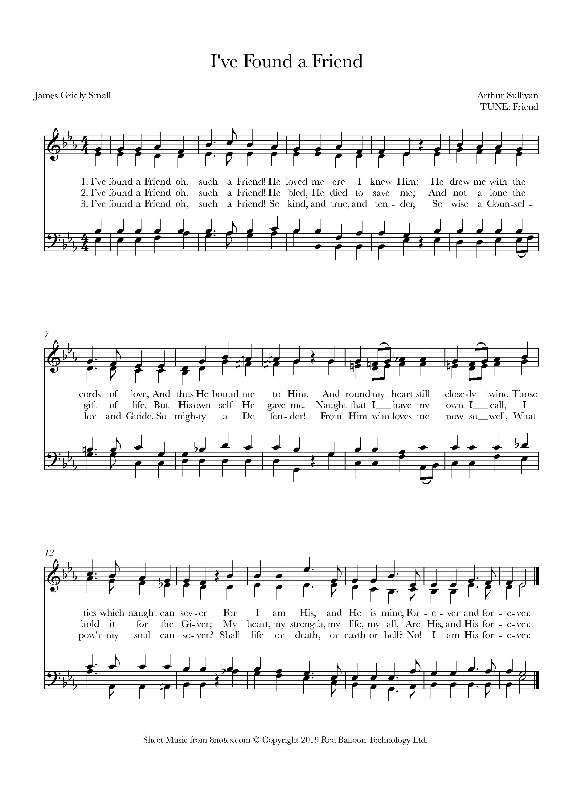 Sullivan, Arthur I've Found a Friend Sheet music for Choir