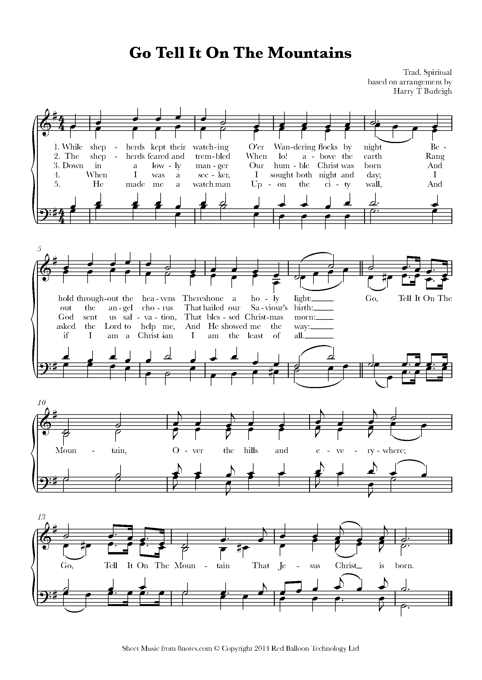 Go Tell It On The Mountains Sheet music for Choir - 8notes.com