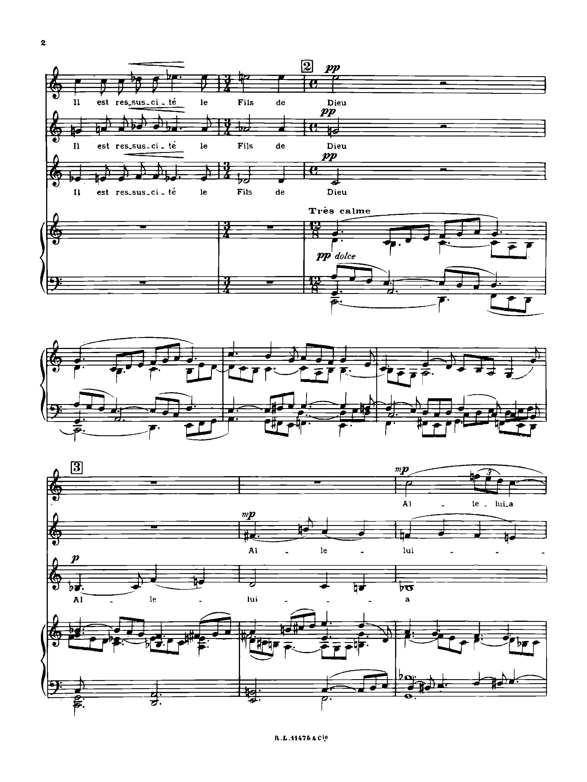 Cantique de Paques, H.18 by Arthur Honegger Sheet Music arranged by 8notes.com for Choir - 1 of 12 pages