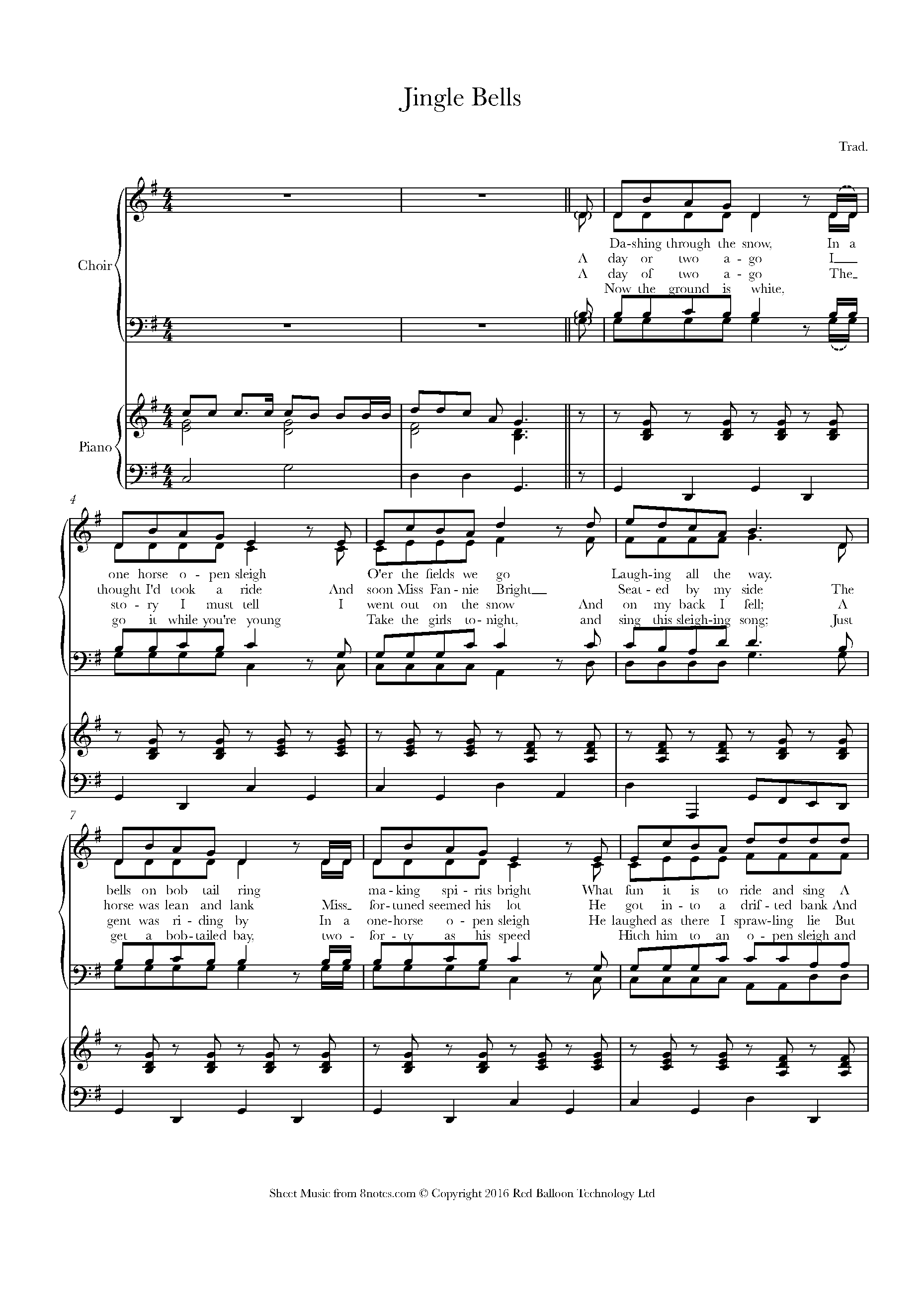 Jingle Bells - Easy & Intermediate Piano Sheet Music