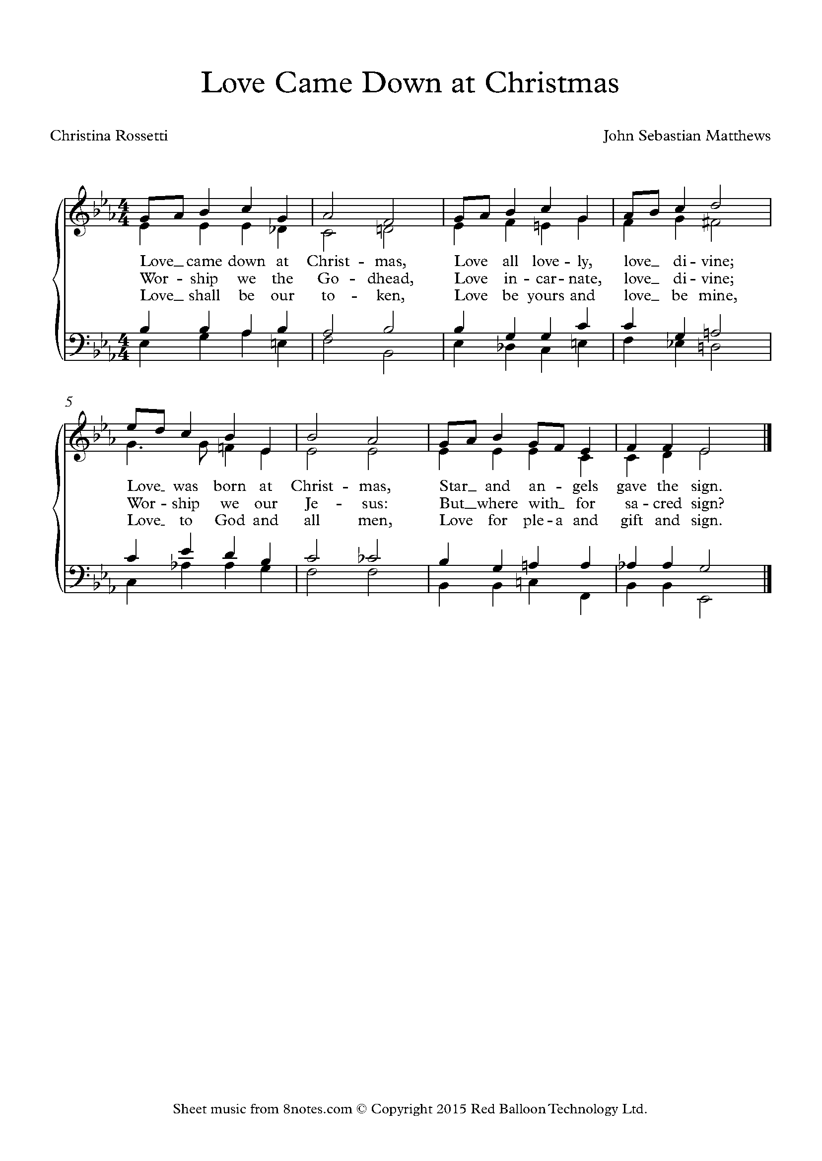 Matthews, John Sebastian Love Came Down at Christmas Sheet music for
