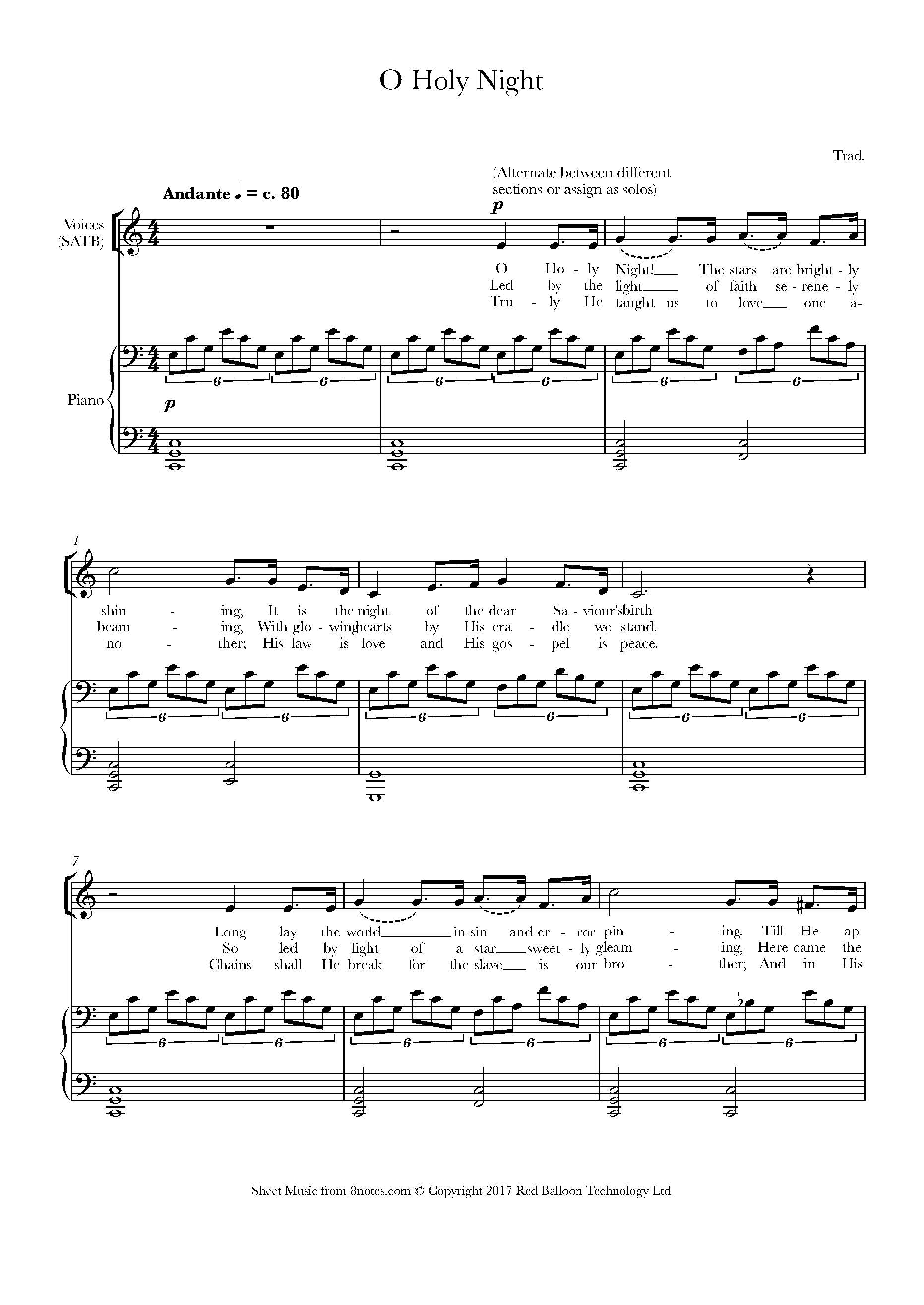 oh holy night guitar chords