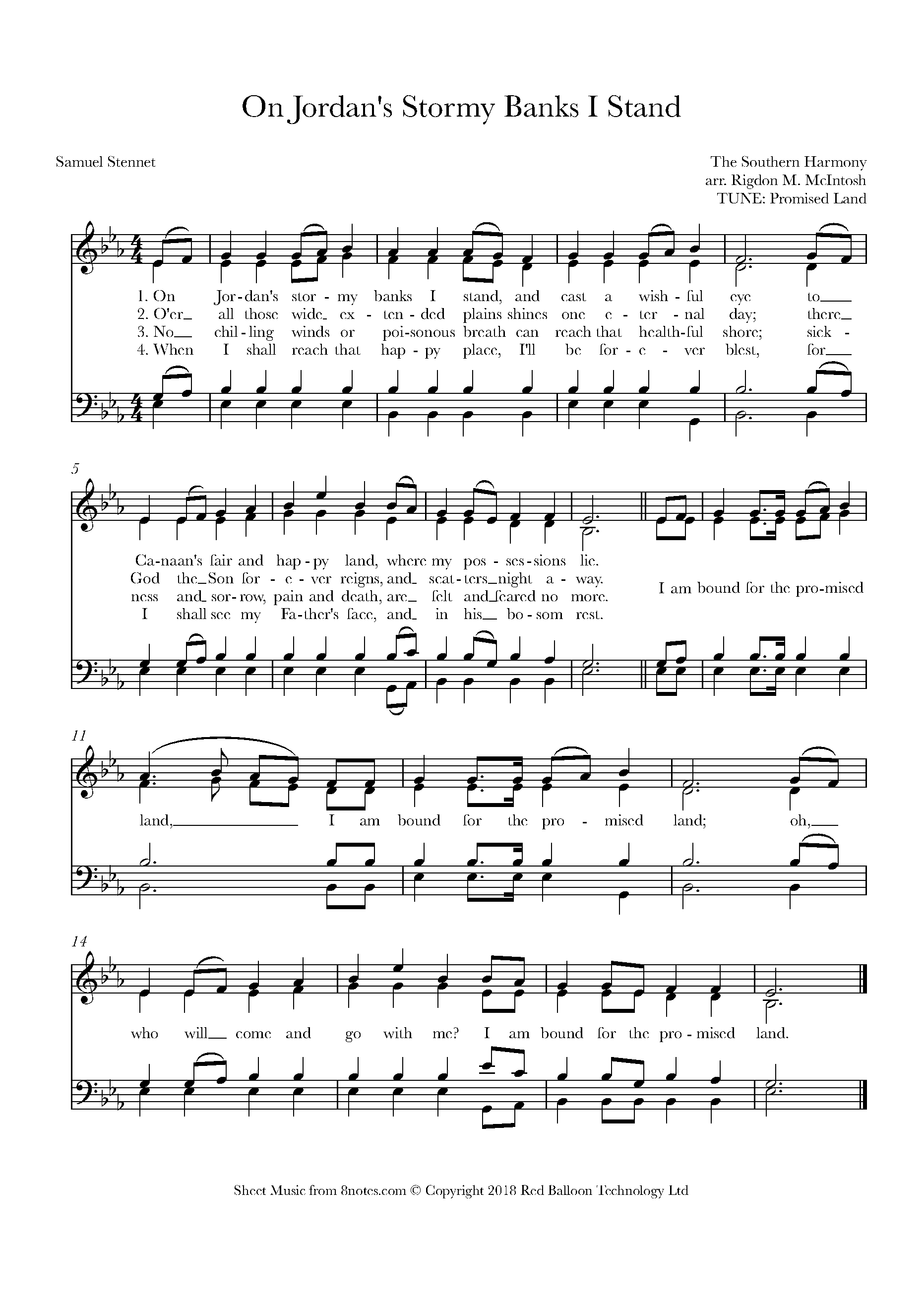 On Jordan s Stormy Banks I Stand Sheet Music For Choir 8notes On Jordan s Stormy Banks I Stand Sheet Music For Choir 8notes