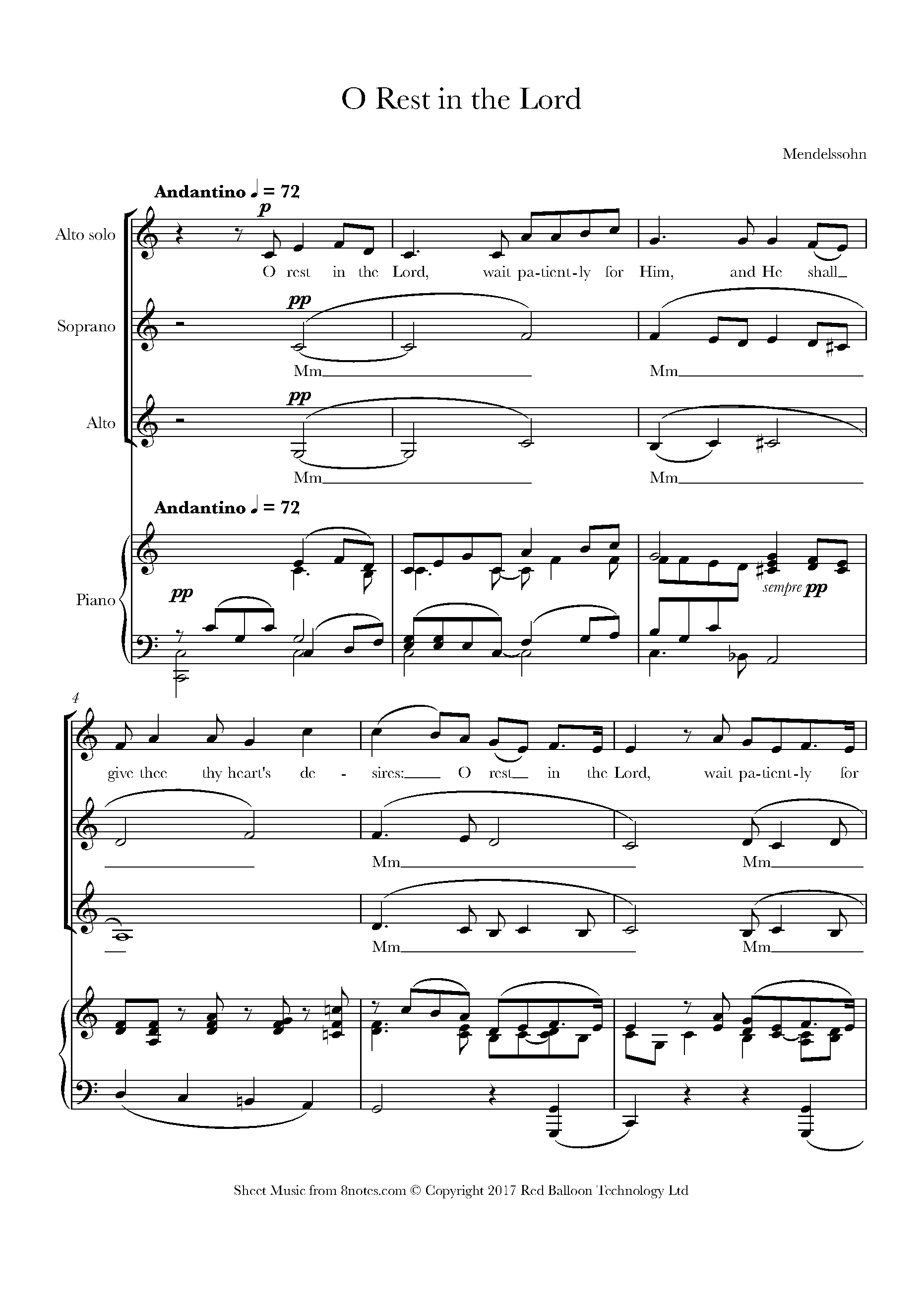 Mendelssohn, Felix Rest in the Lord Sheet music for Choir
