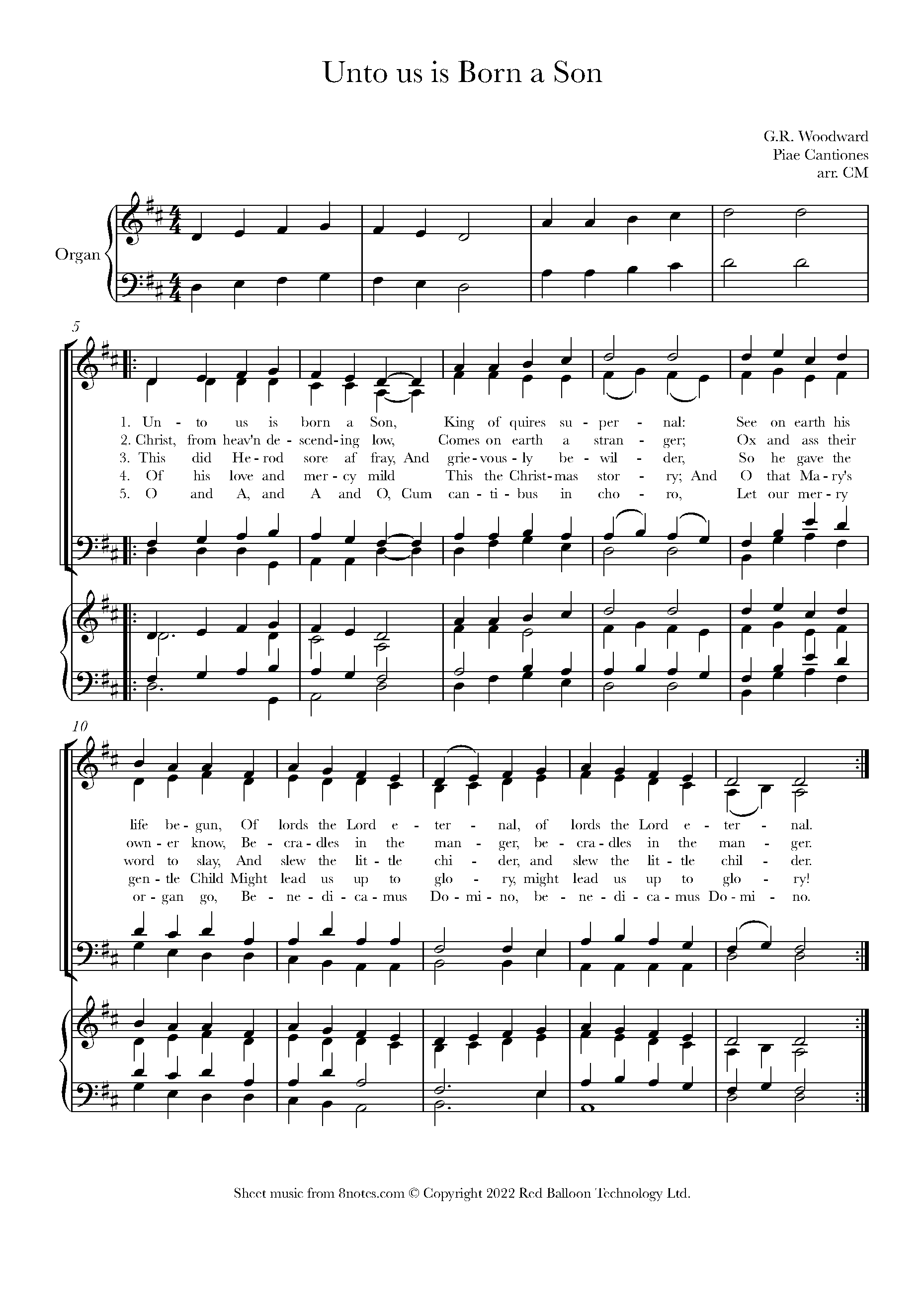 Unto us is born a son sheet music for choir 8notes